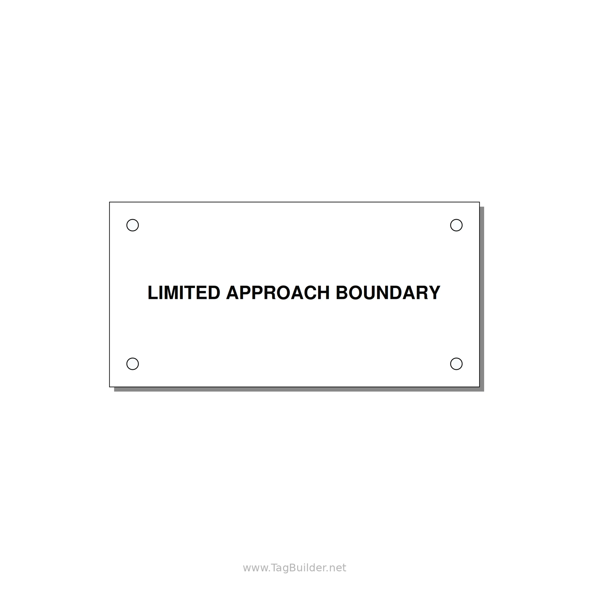 4.0x2.0" Safety Label - LIMITED APPROACH BOUNDARY — 4x2" Black on White, Holes