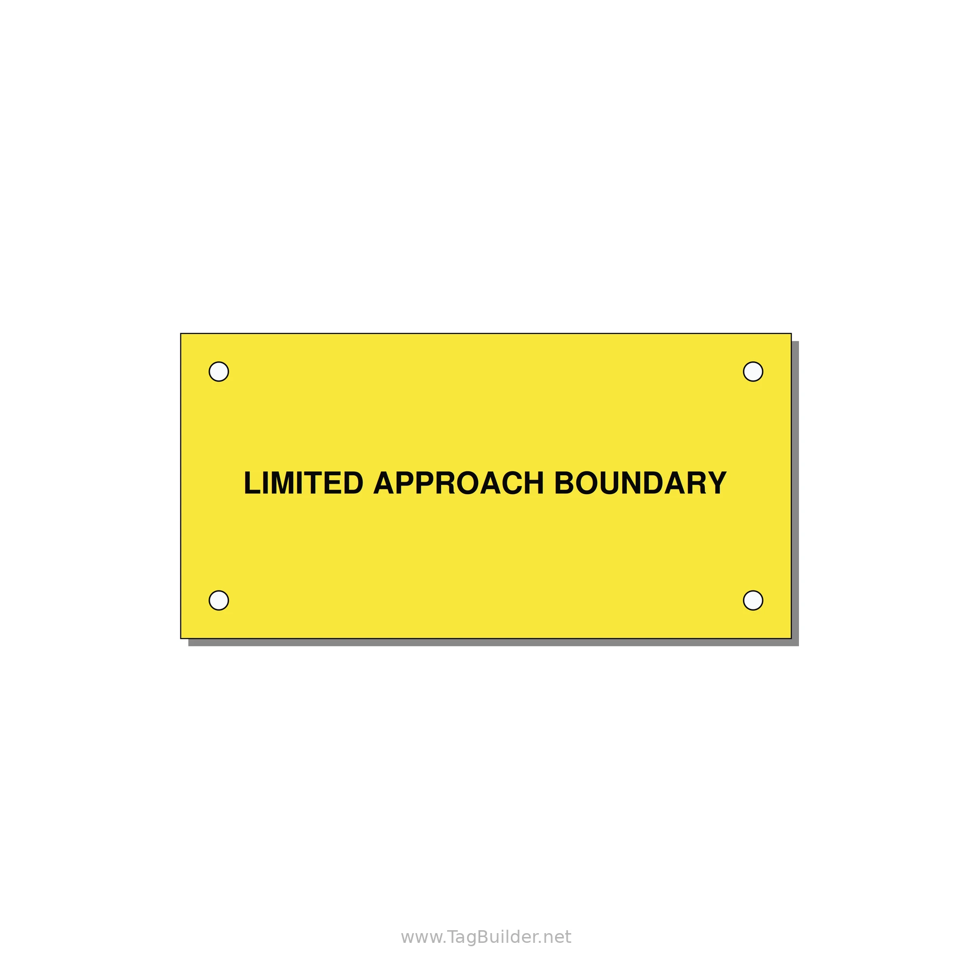 4.0x2.0" Safety Label - LIMITED APPROACH BOUNDARY — 4x2" Black on Yellow, Holes