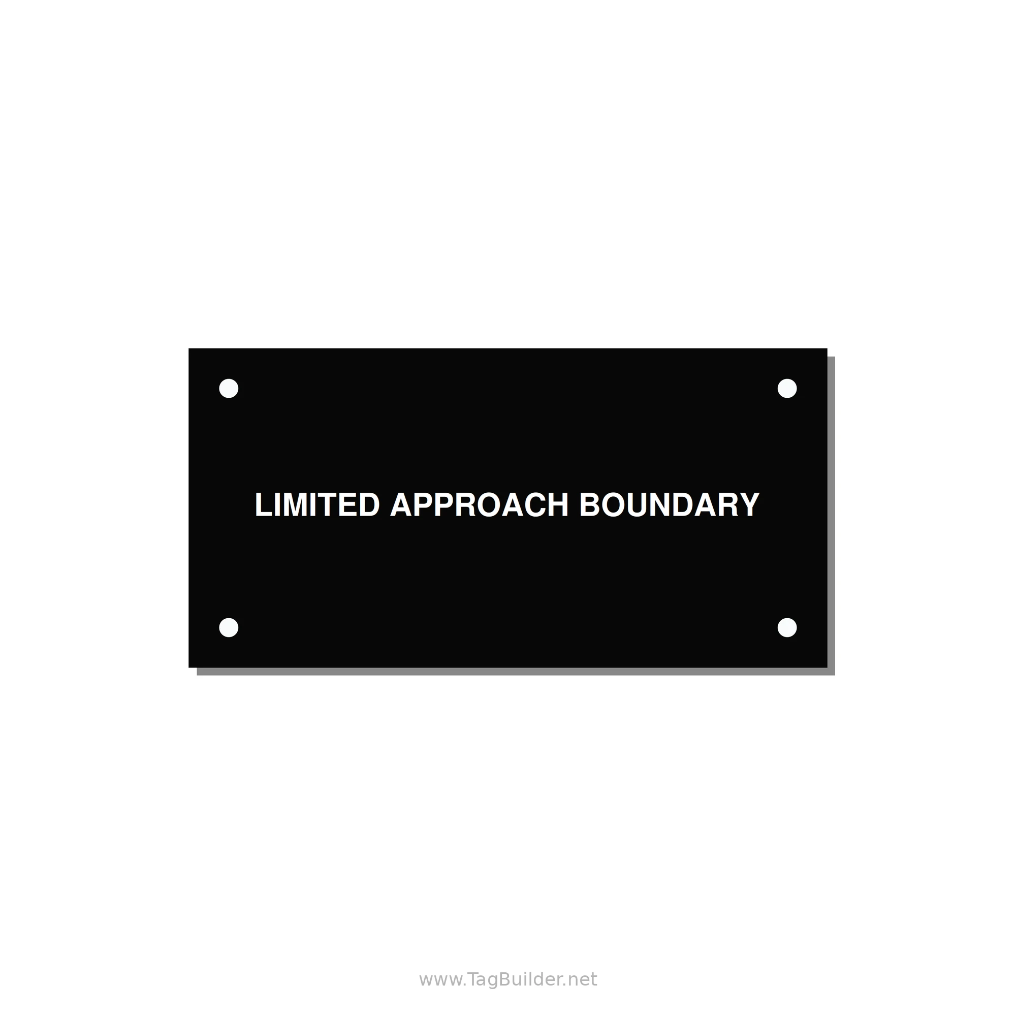 4.0x2.0" Safety Label - LIMITED APPROACH BOUNDARY — 4x2" White on Black, Holes