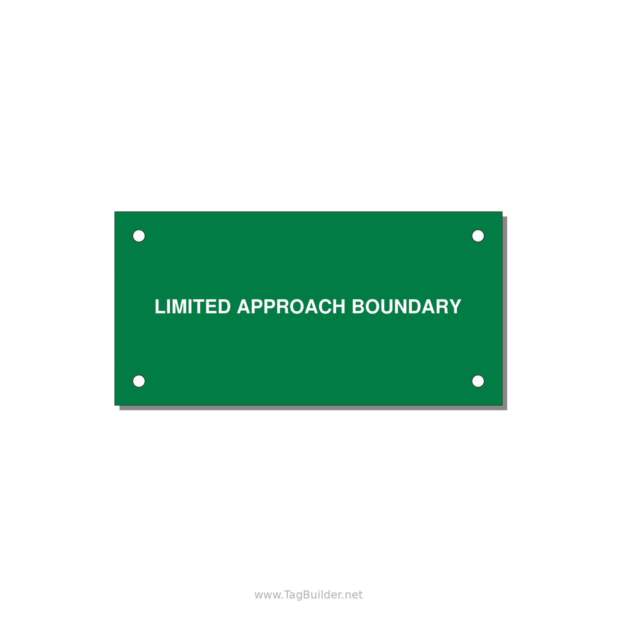 4.0x2.0" Safety Label - LIMITED APPROACH BOUNDARY — 4x2" White on Green, Holes