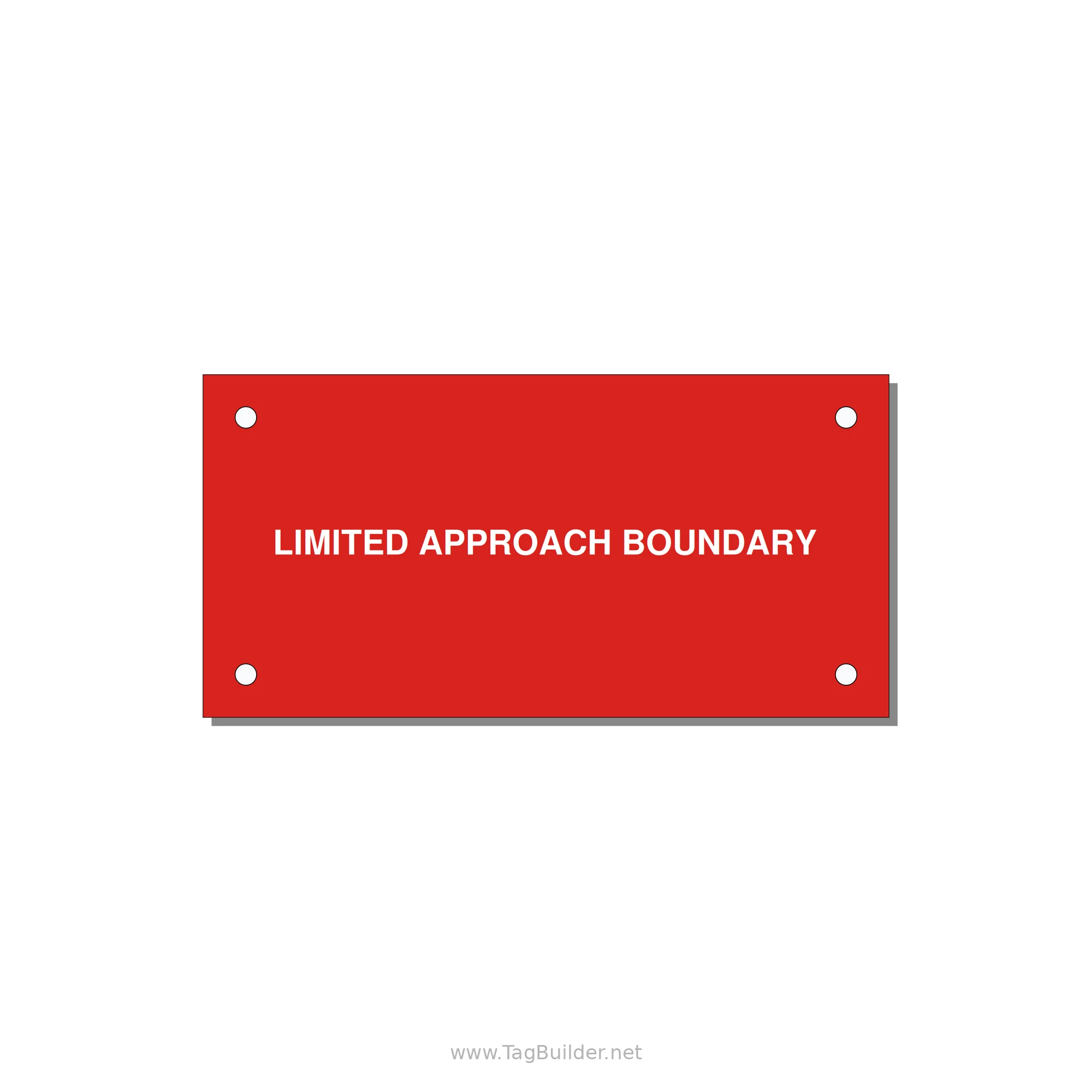 4.0x2.0" Safety Label - LIMITED APPROACH BOUNDARY — 4x2" White on Red, Holes