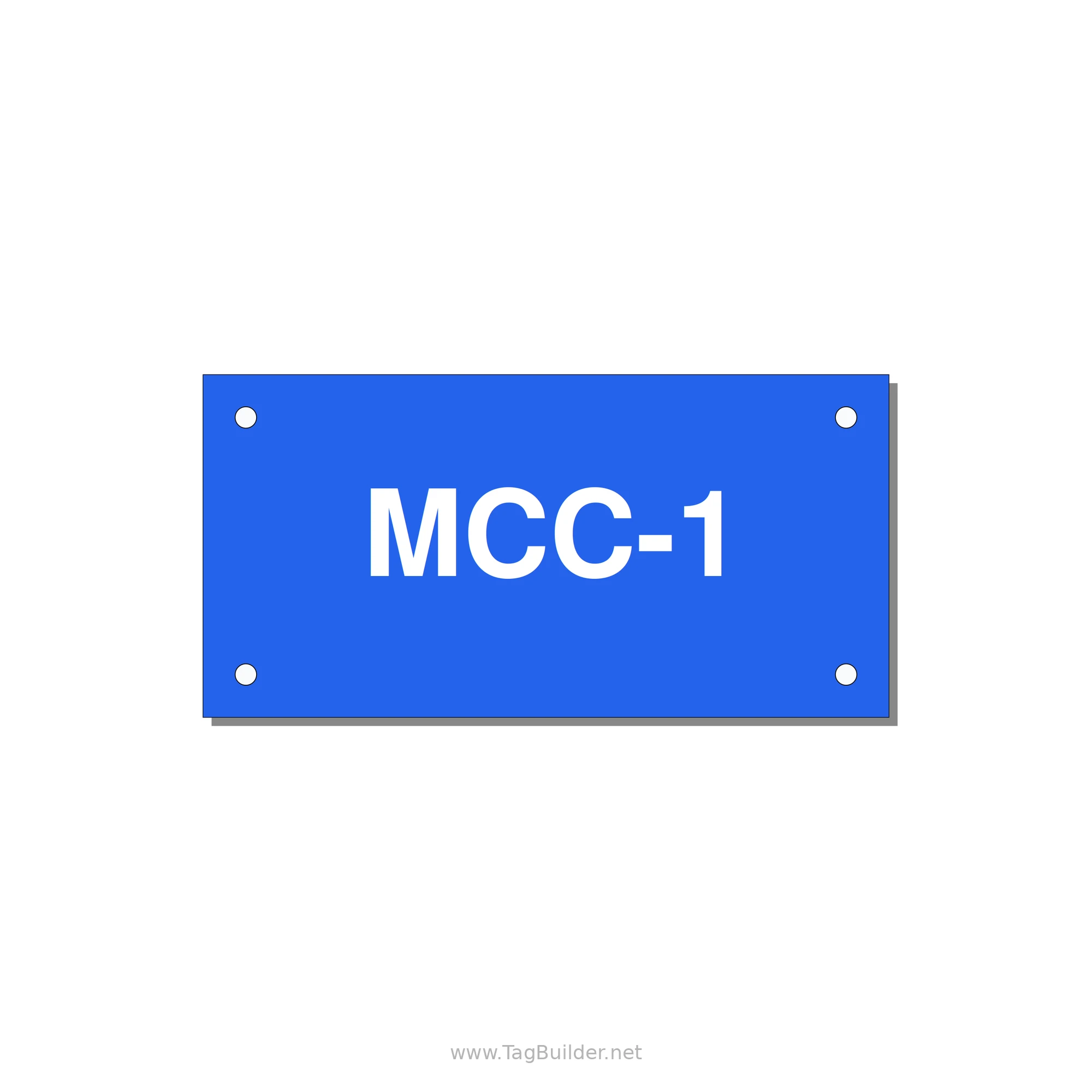 4.0x2.0" Safety Label - MCC-1 — 4x2" White on Blue, Holes