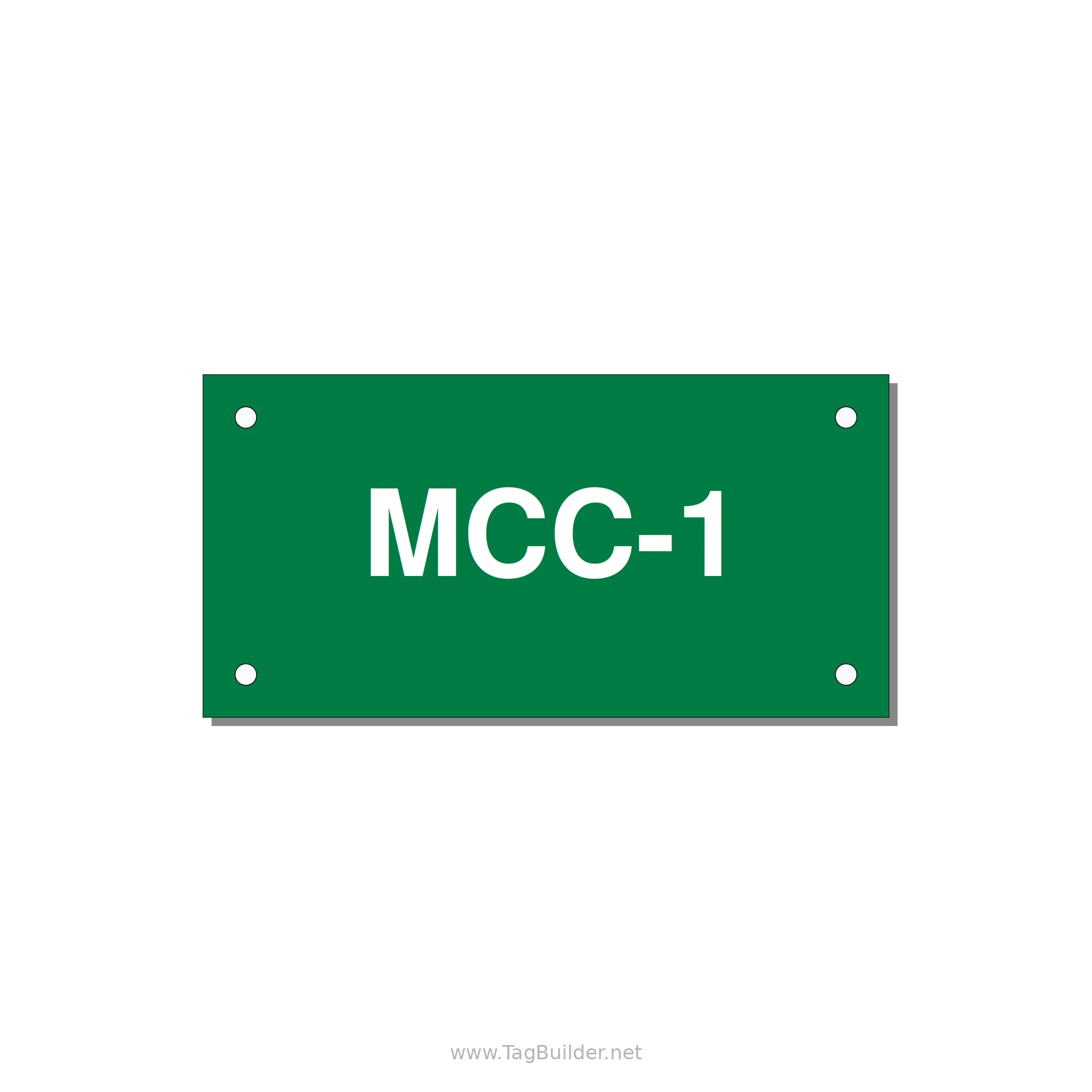 4.0x2.0" Safety Label - MCC-1 — 4x2" White on Green, Holes