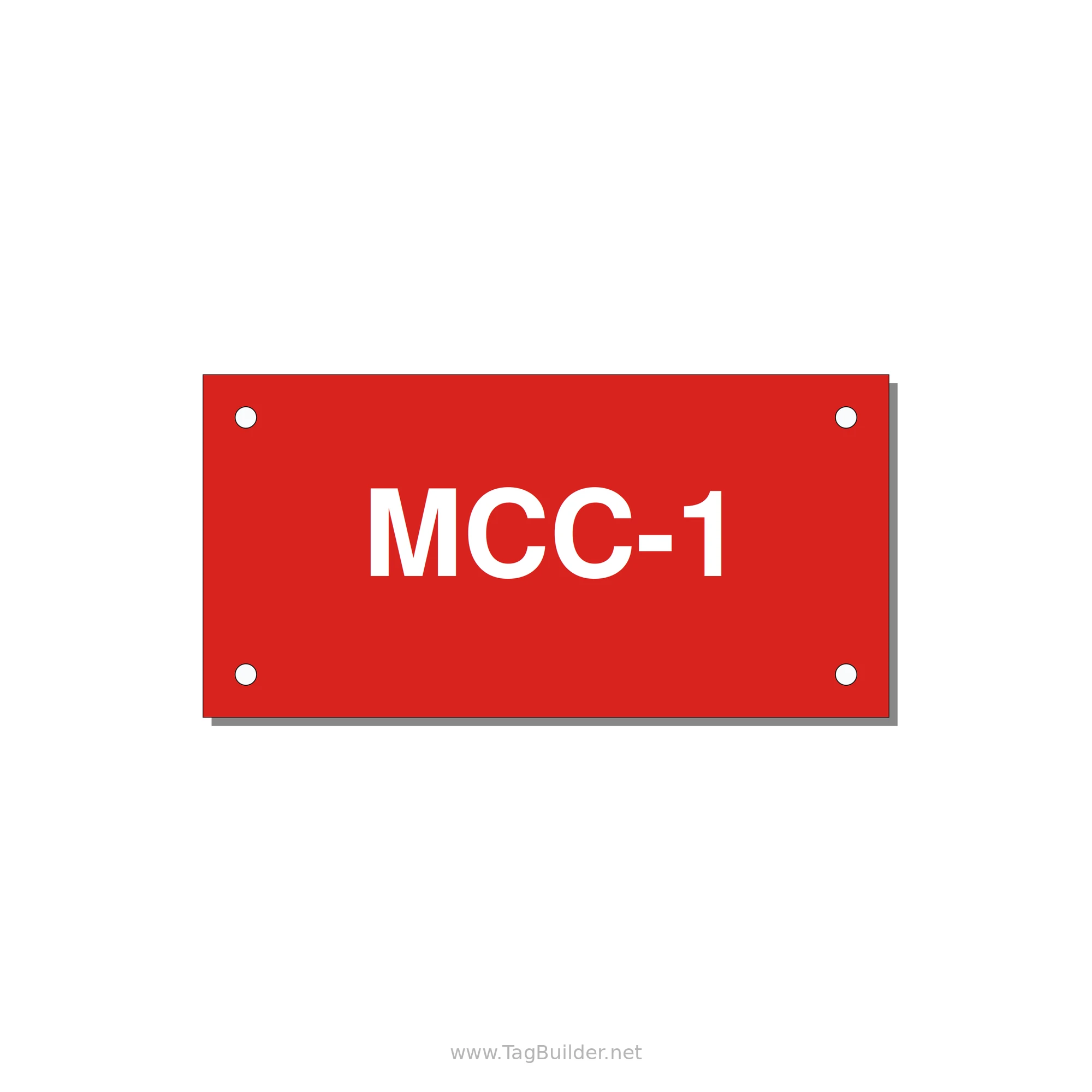 4.0x2.0" Safety Label - MCC-1 — 4x2" White on Red, Holes