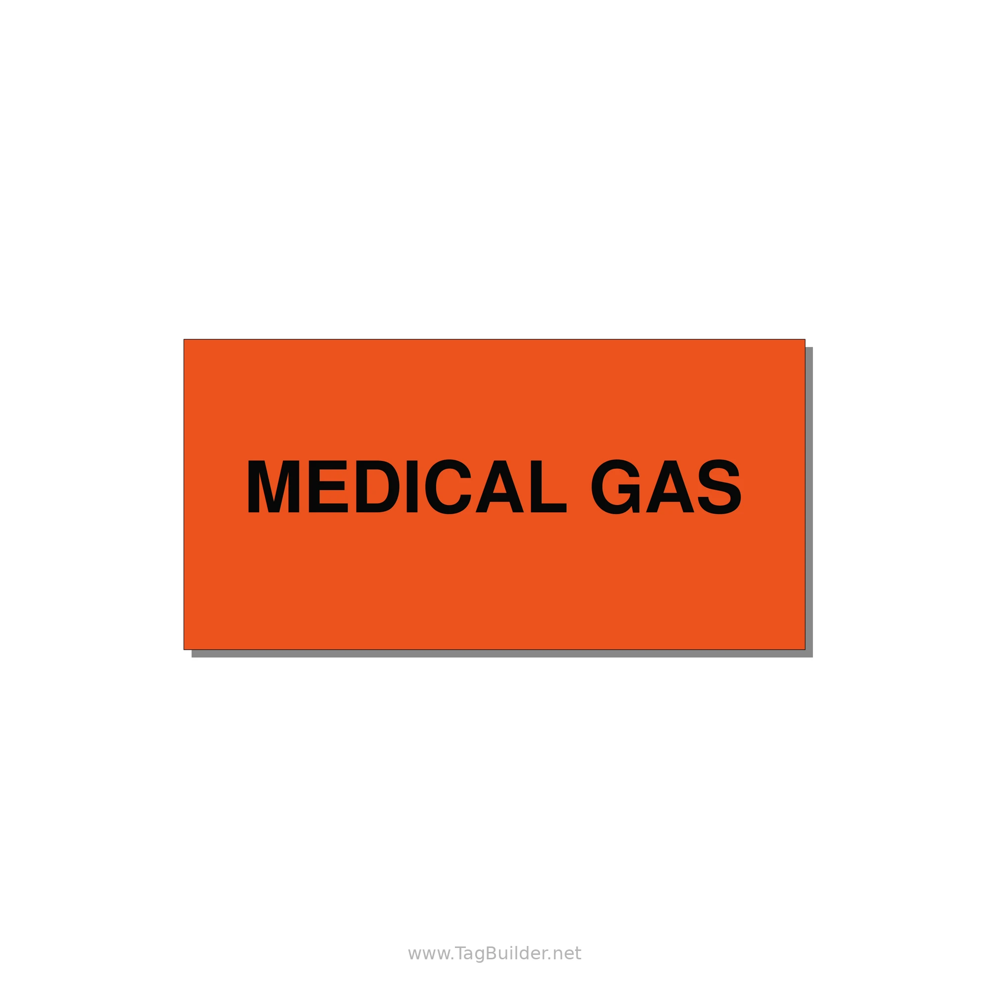 4.0x2.0" Safety Label - MEDICAL GAS — 4x2" Black on Orange, Adhesive