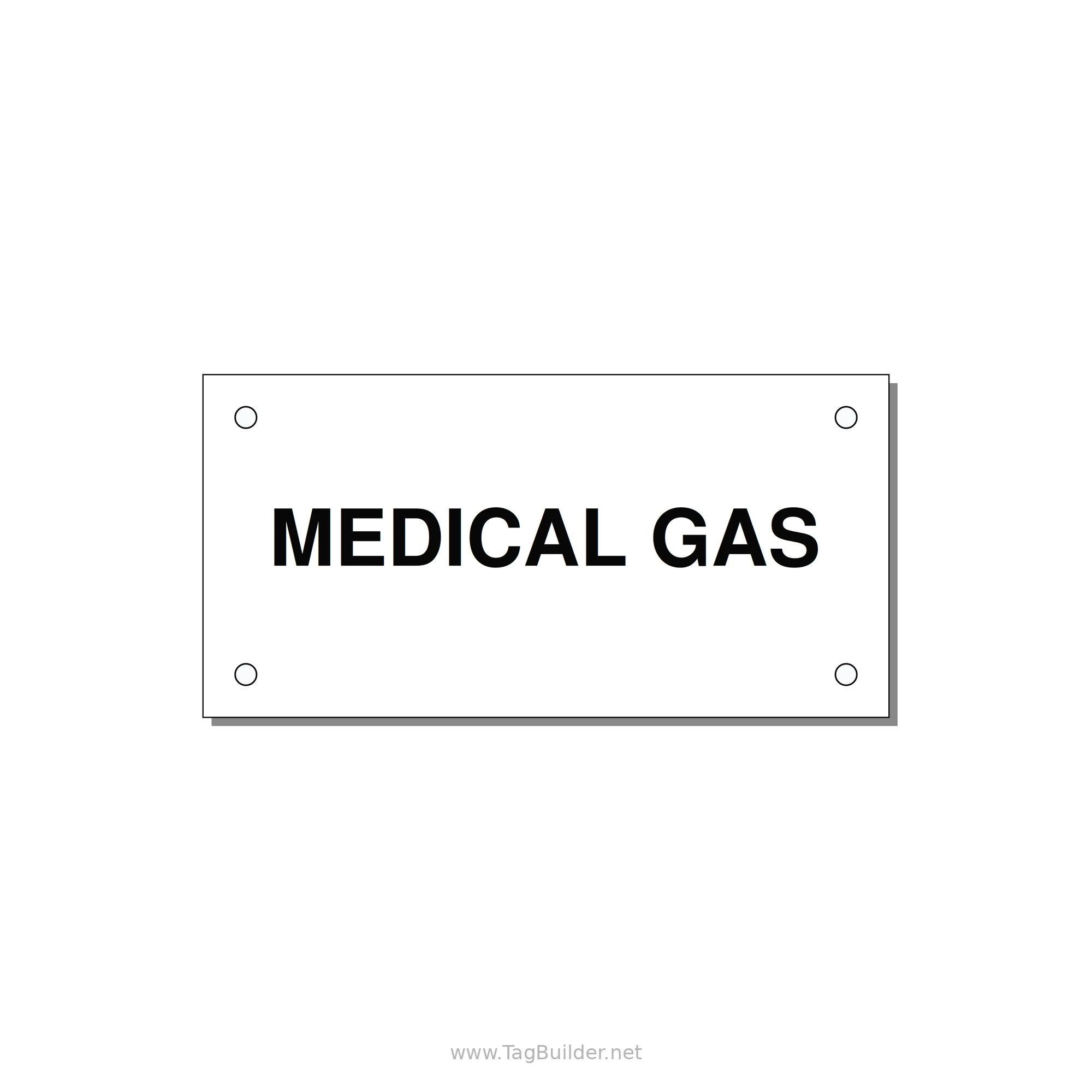 4.0x2.0" Safety Label - MEDICAL GAS — 4x2" Black on White, Holes