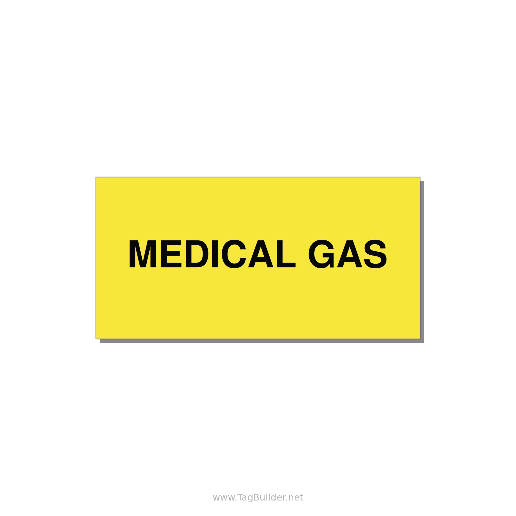 4.0x2.0" Safety Label - MEDICAL GAS — 4x2" Black on Yellow, Adhesive