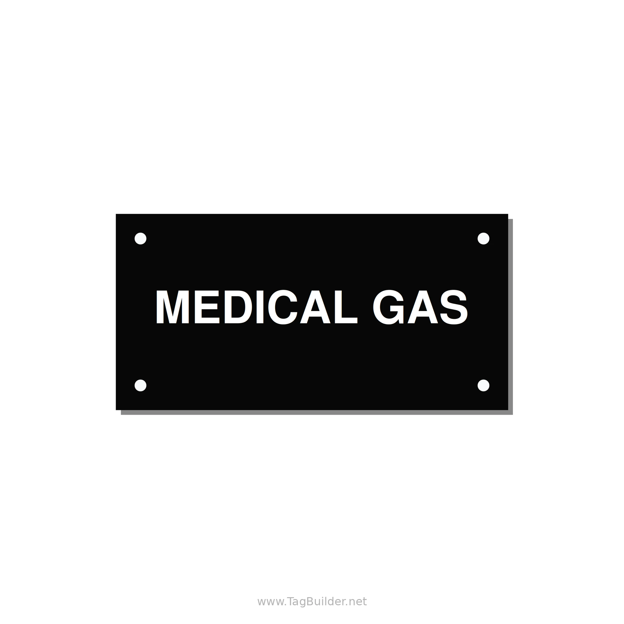4.0x2.0" Safety Label - MEDICAL GAS — 4x2" White on Black, Holes
