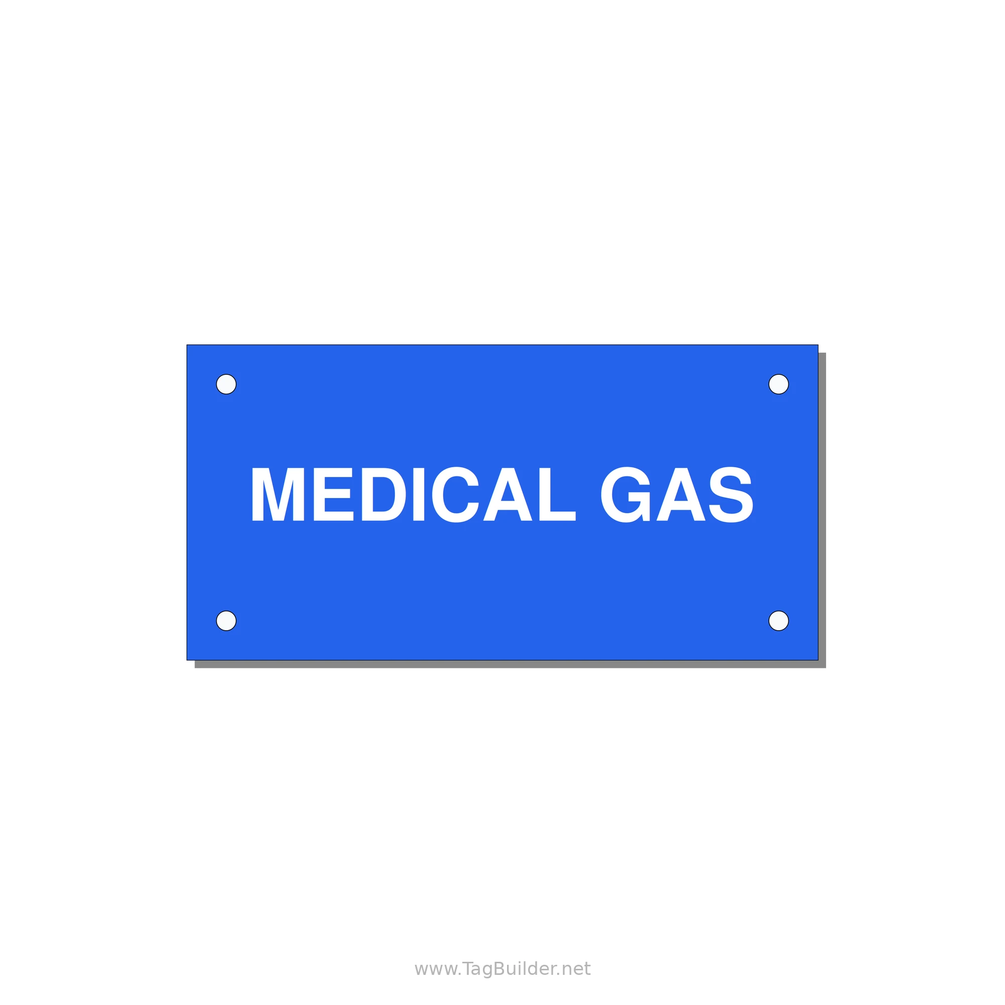 4.0x2.0" Safety Label - MEDICAL GAS — 4x2" White on Blue, Holes