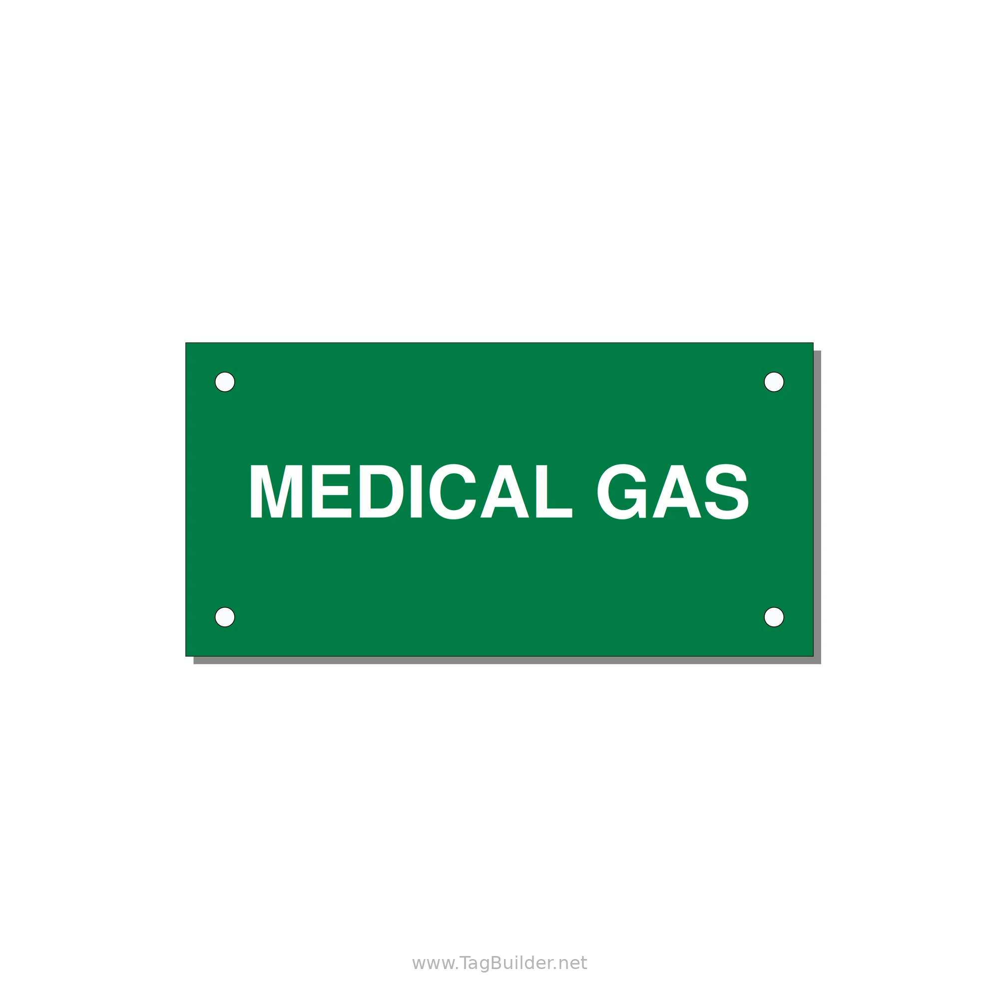 4.0x2.0" Safety Label - MEDICAL GAS — 4x2" White on Green, Holes