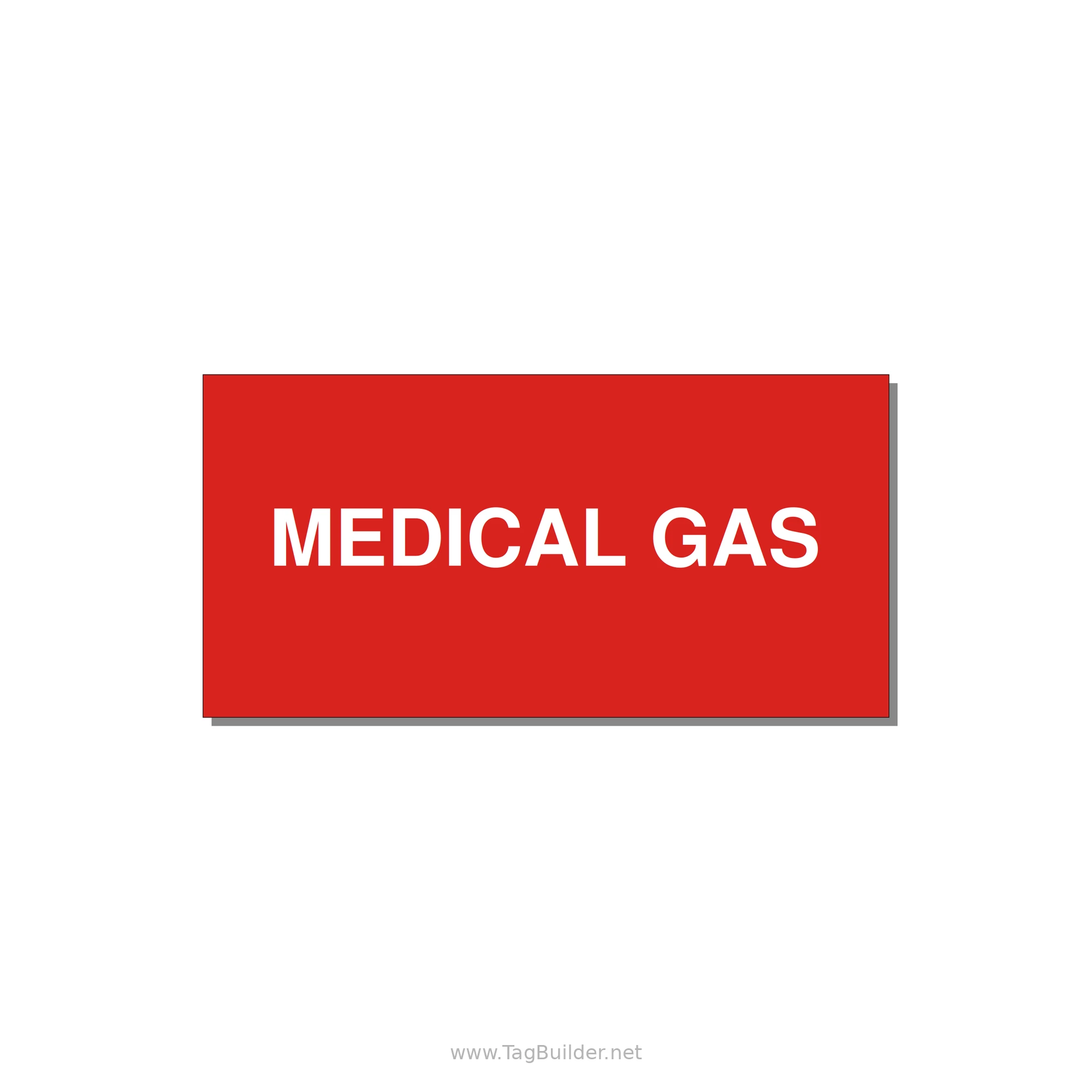 4.0x2.0" Safety Label - MEDICAL GAS — 4x2" White on Red, Adhesive