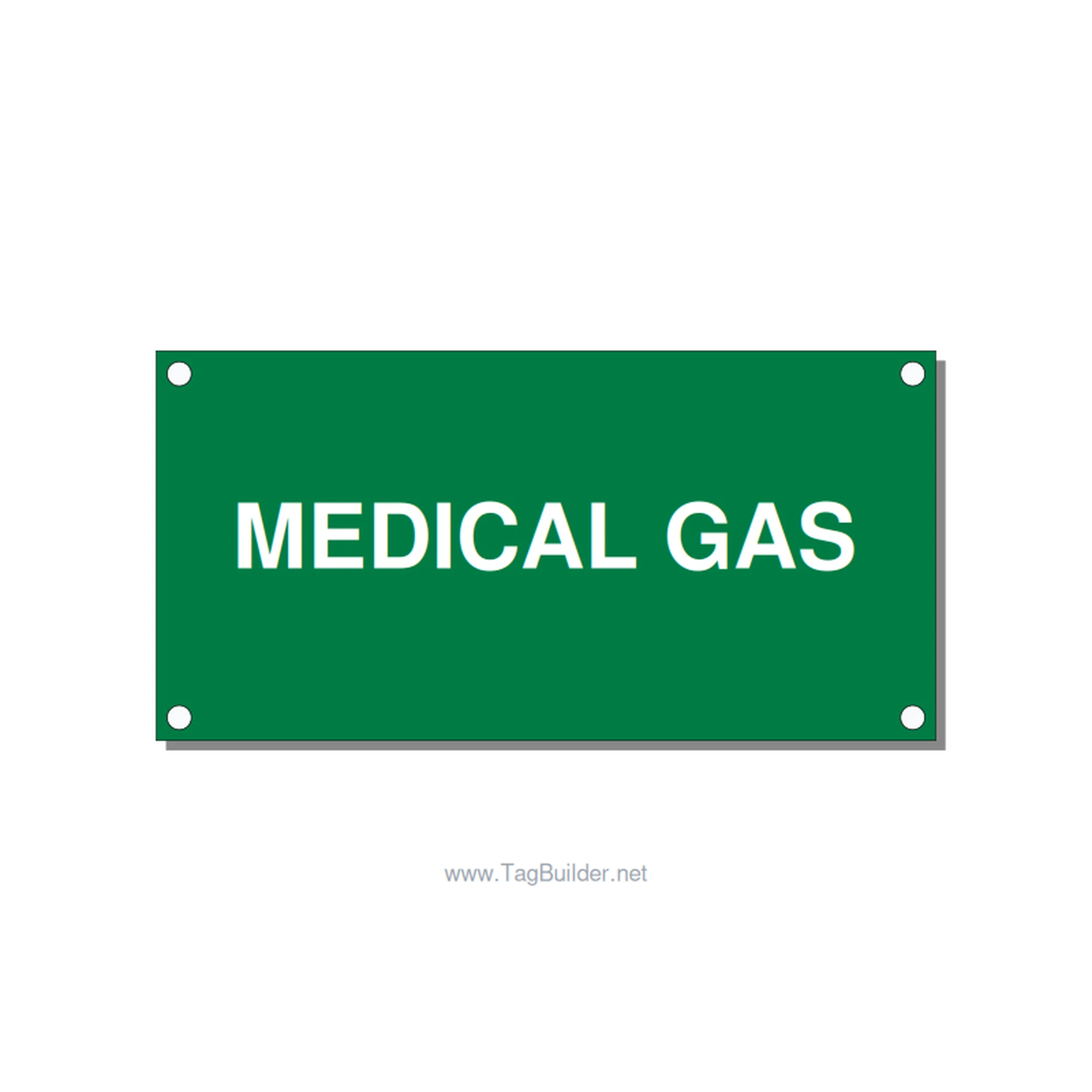 4.0x2.0" Safety Label - MEDICAL GAS, White/Green, Holes