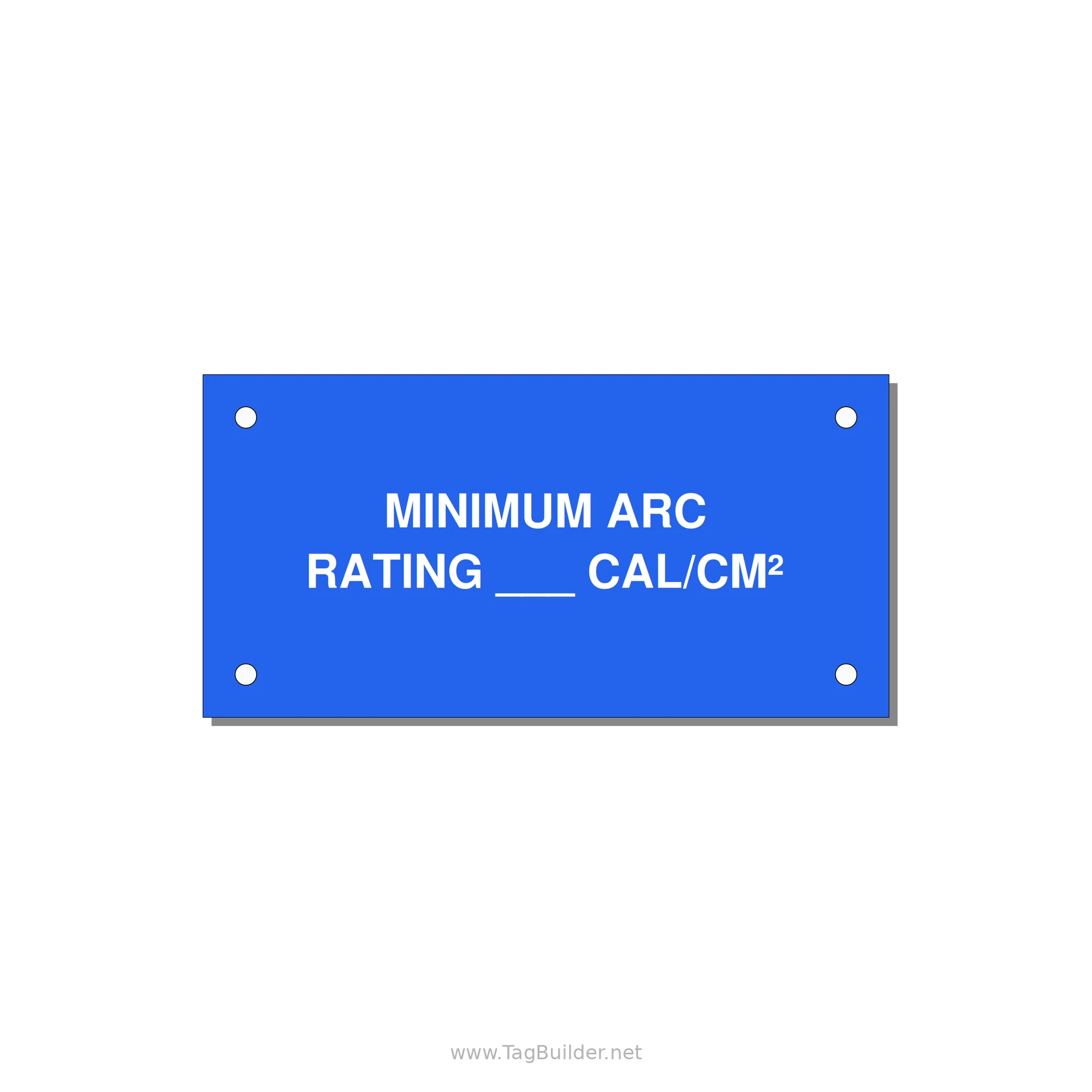 4.0x2.0" Safety Label - MINIMUM ARC RATING ___ CA — 4x2" White on Blue, Holes
