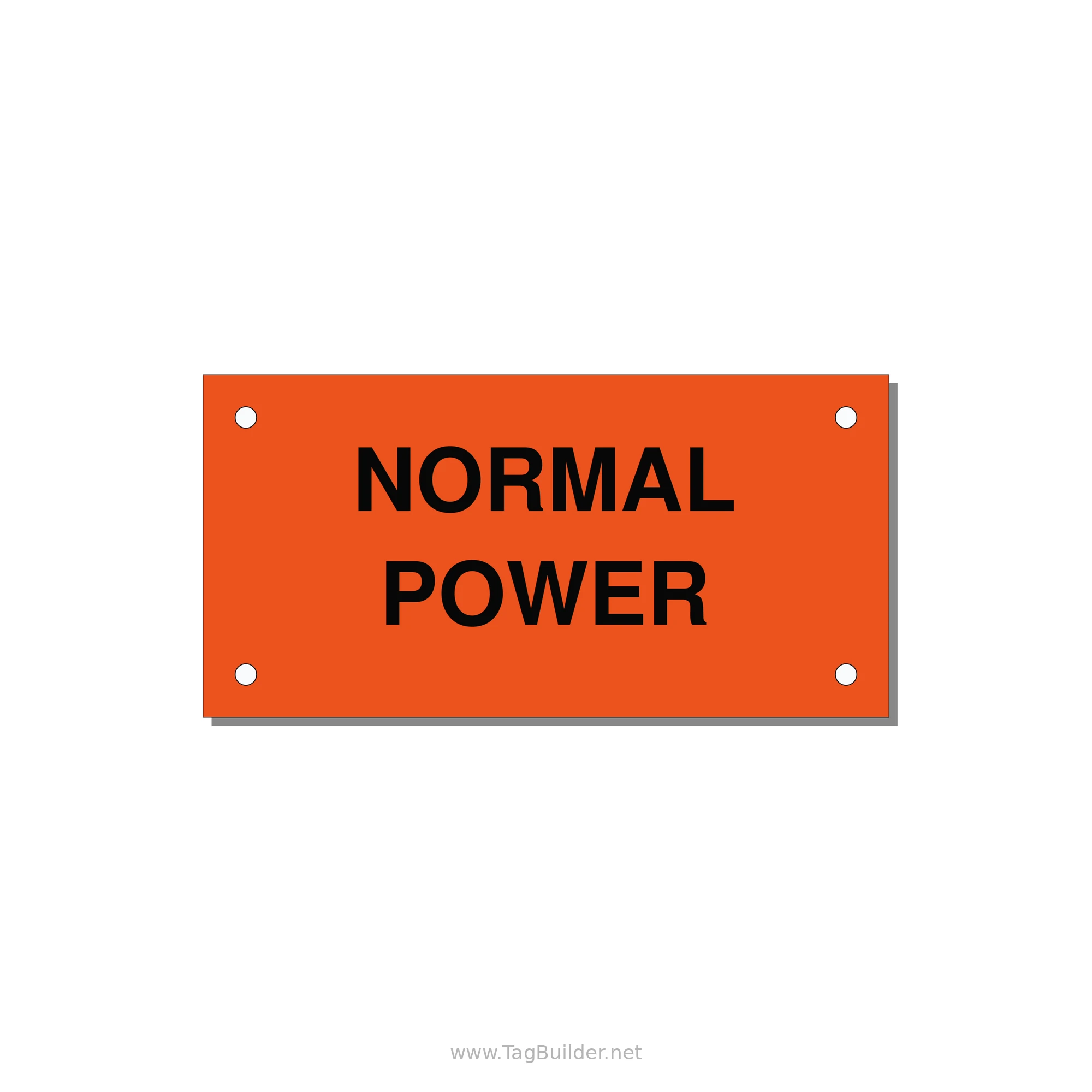 4.0x2.0" Safety Label - NORMAL POWER — 4x2" Black on Orange, Holes
