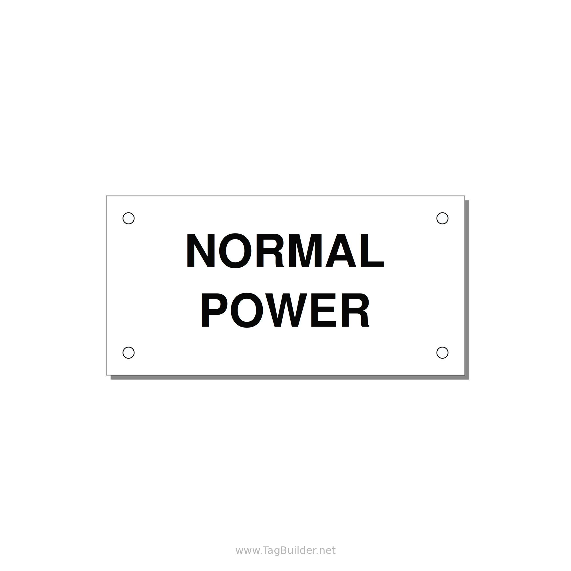 4.0x2.0" Safety Label - NORMAL POWER — 4x2" Black on White, Holes