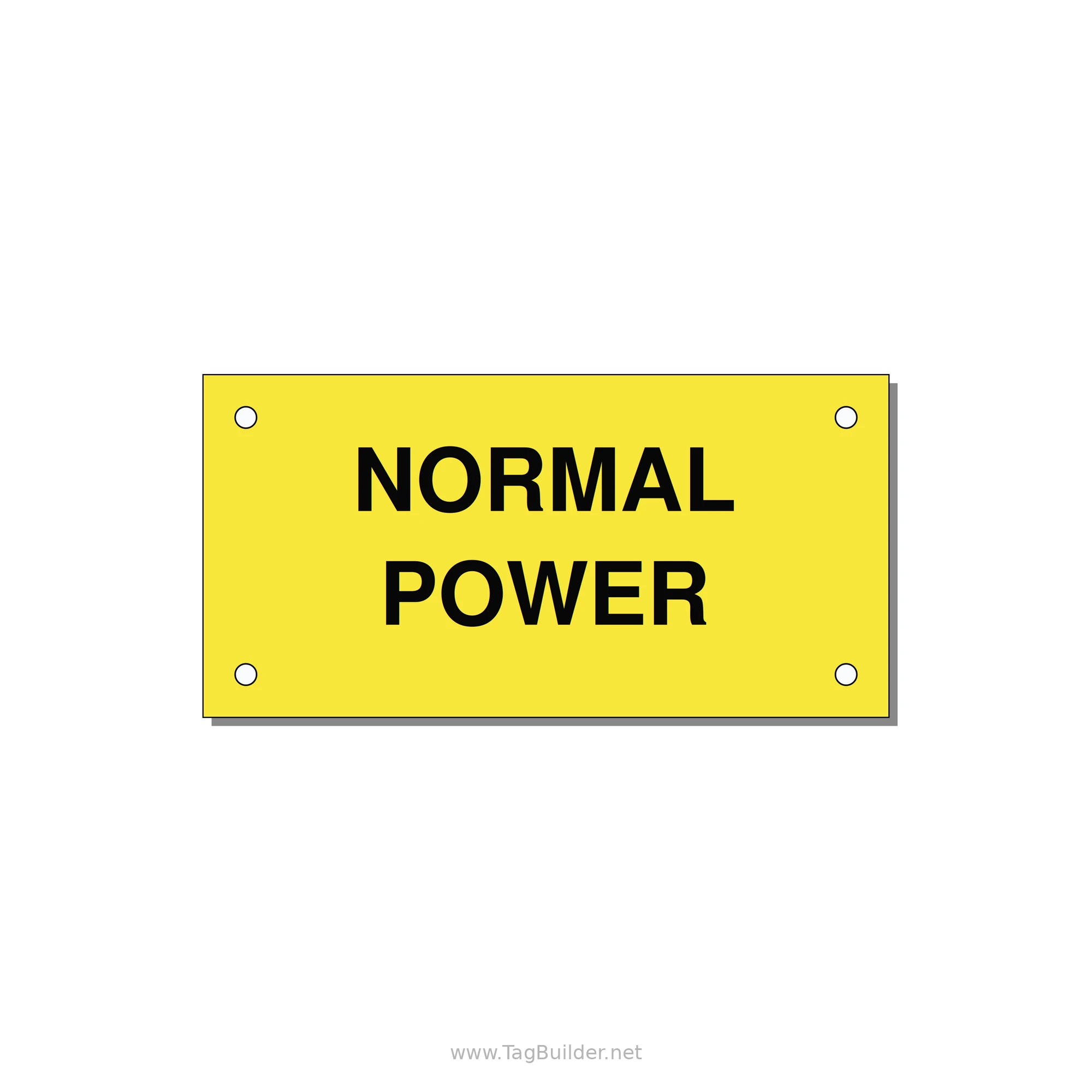 4.0x2.0" Safety Label - NORMAL POWER — 4x2" Black on Yellow, Holes