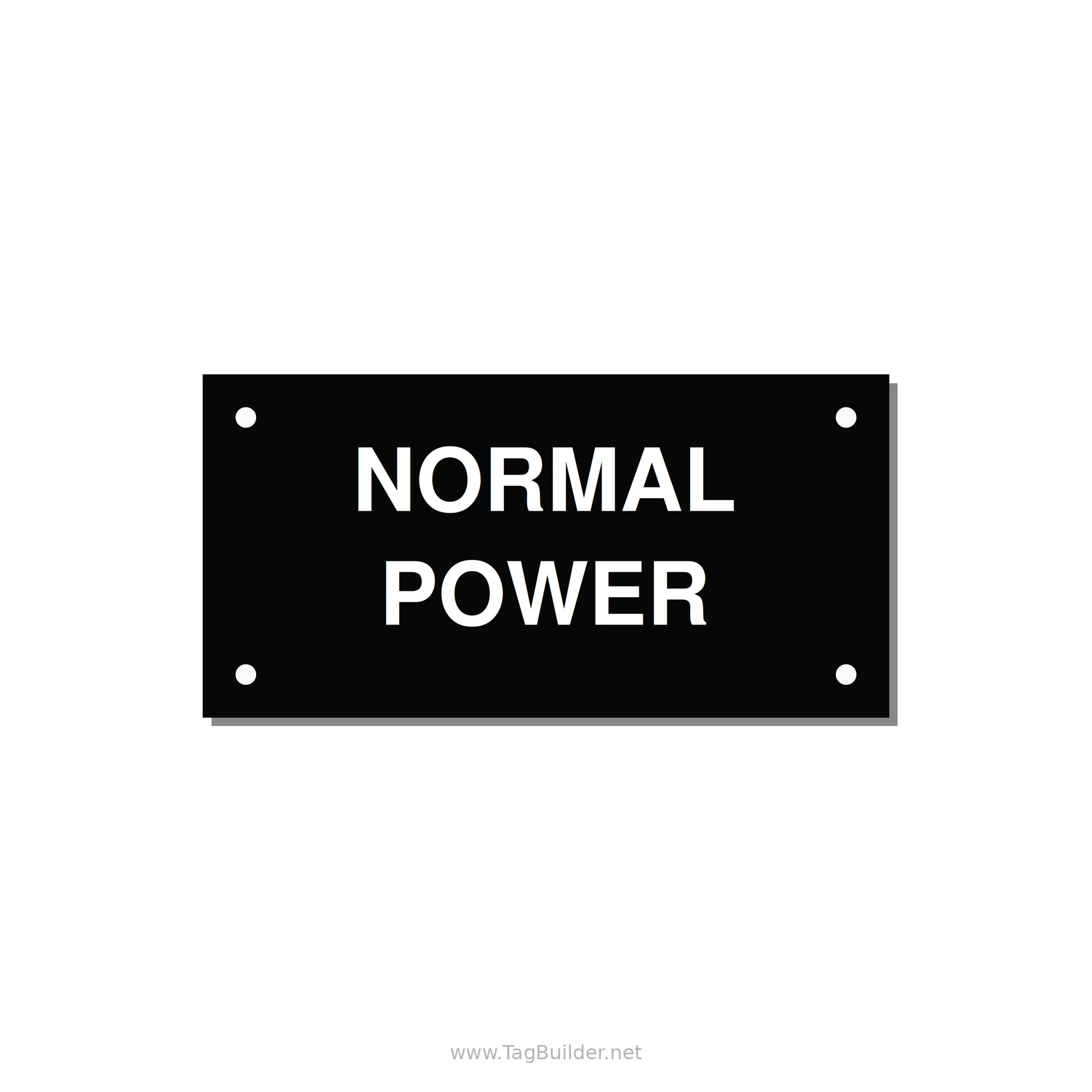 4.0x2.0" Safety Label - NORMAL POWER — 4x2" White on Black, Holes