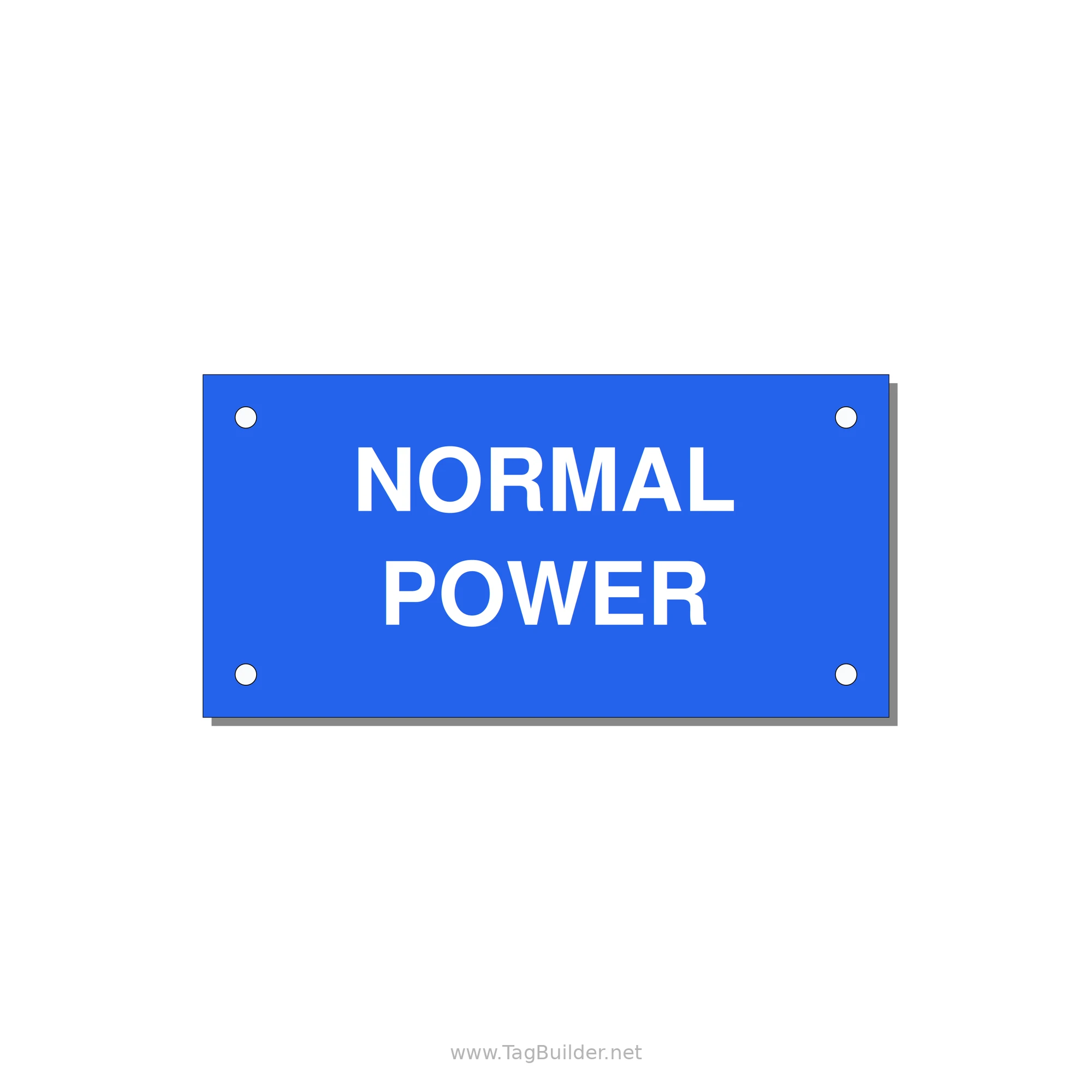 4.0x2.0" Safety Label - NORMAL POWER — 4x2" White on Blue, Holes