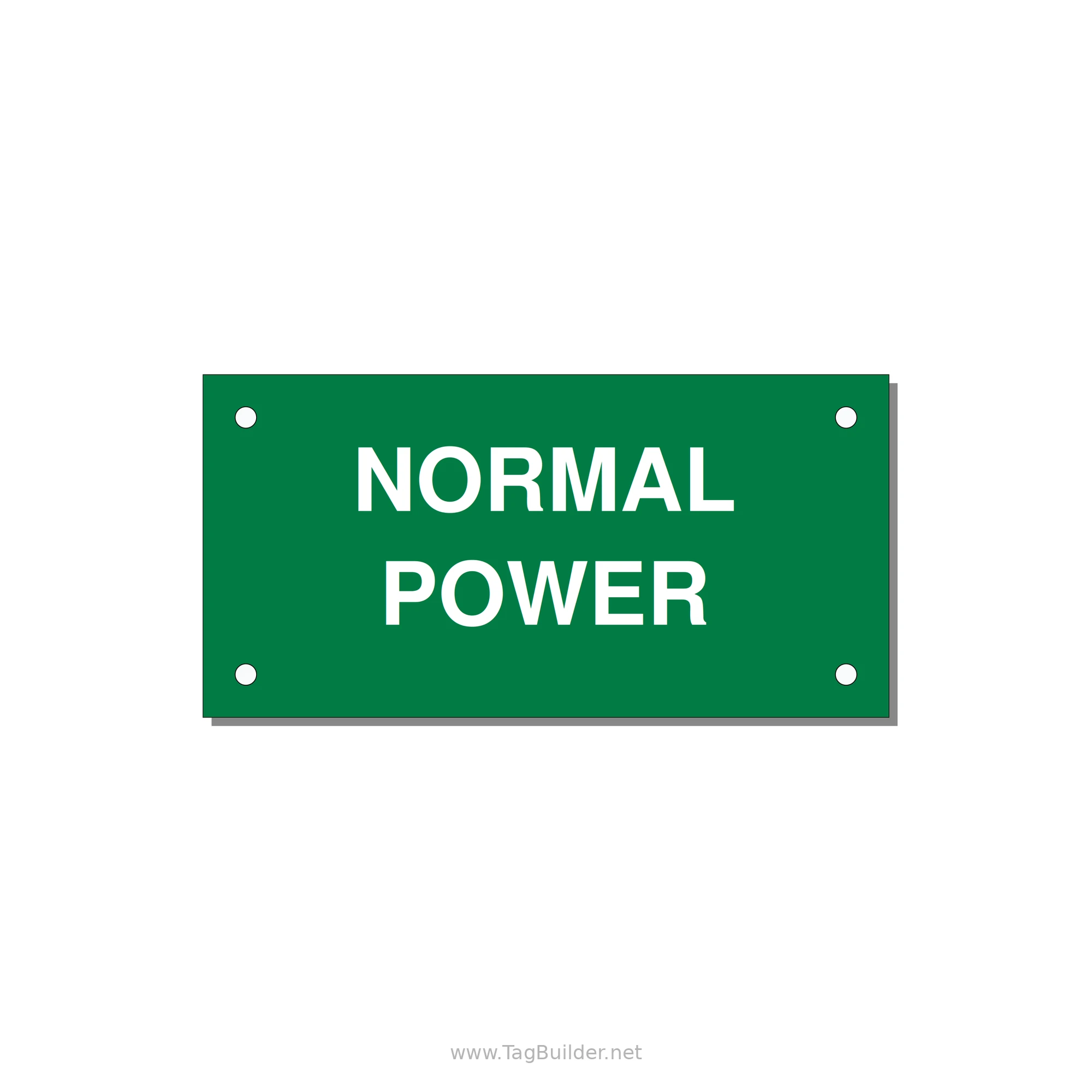 4.0x2.0" Safety Label - NORMAL POWER — 4x2" White on Green, Holes