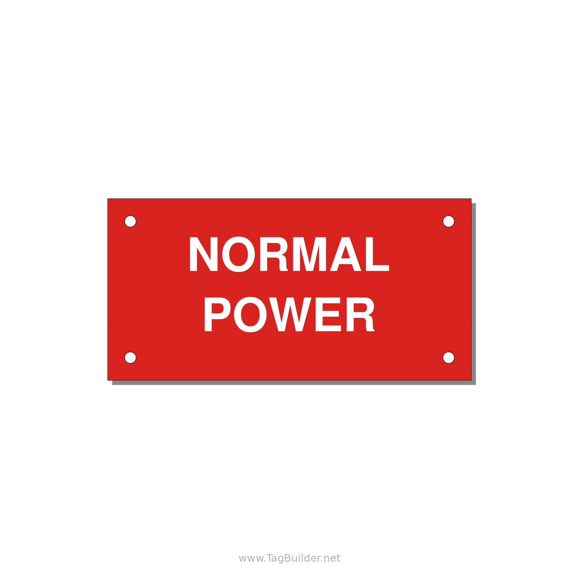 4.0x2.0" Safety Label - NORMAL POWER — 4x2" White on Red, Holes