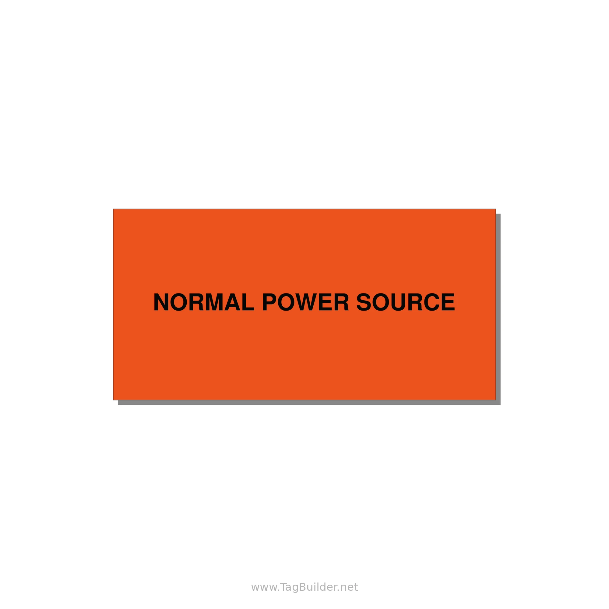 4.0x2.0" Safety Label - NORMAL POWER SOURCE — 4x2" Black on Orange, Adhesive