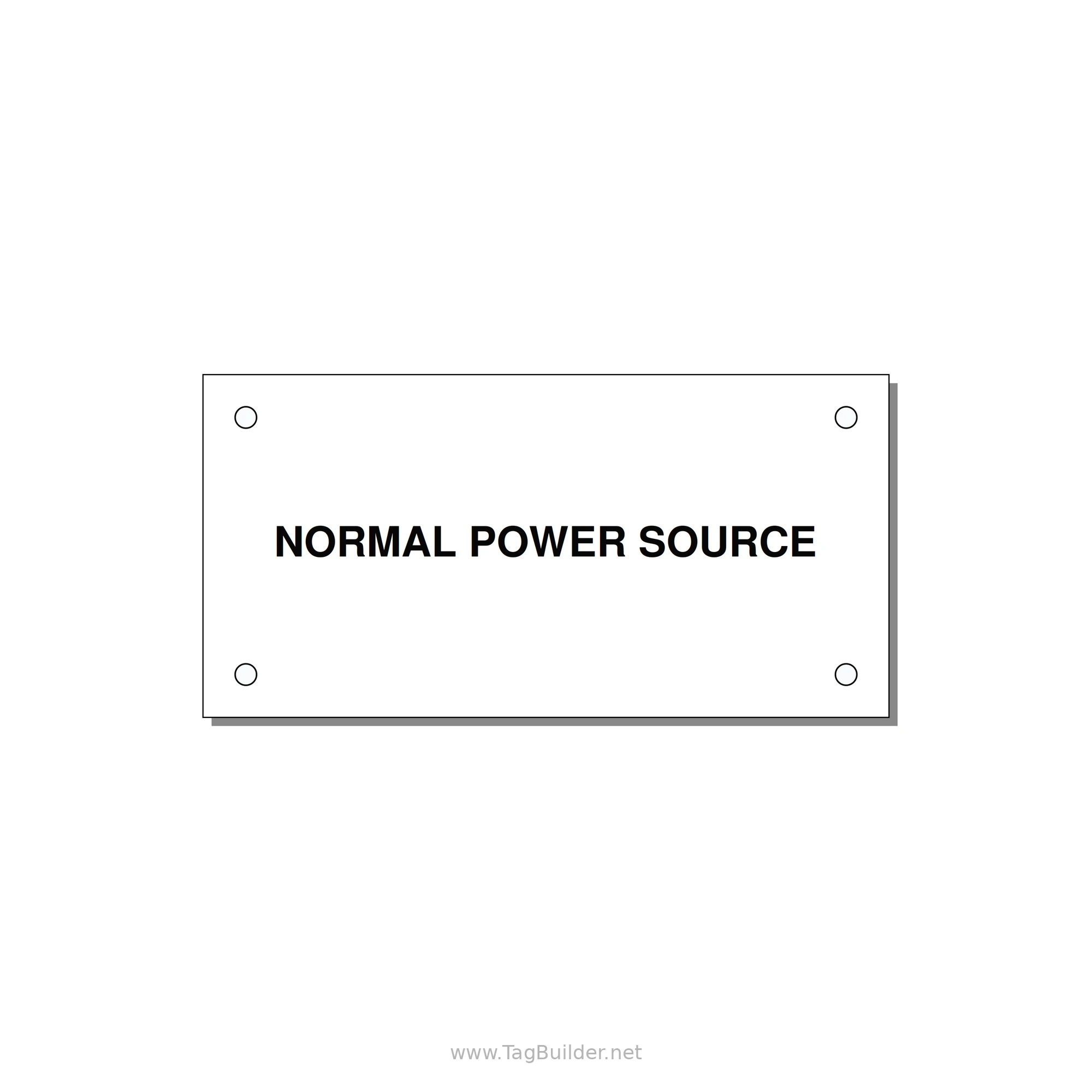 4.0x2.0" Safety Label - NORMAL POWER SOURCE — 4x2" Black on White, Holes