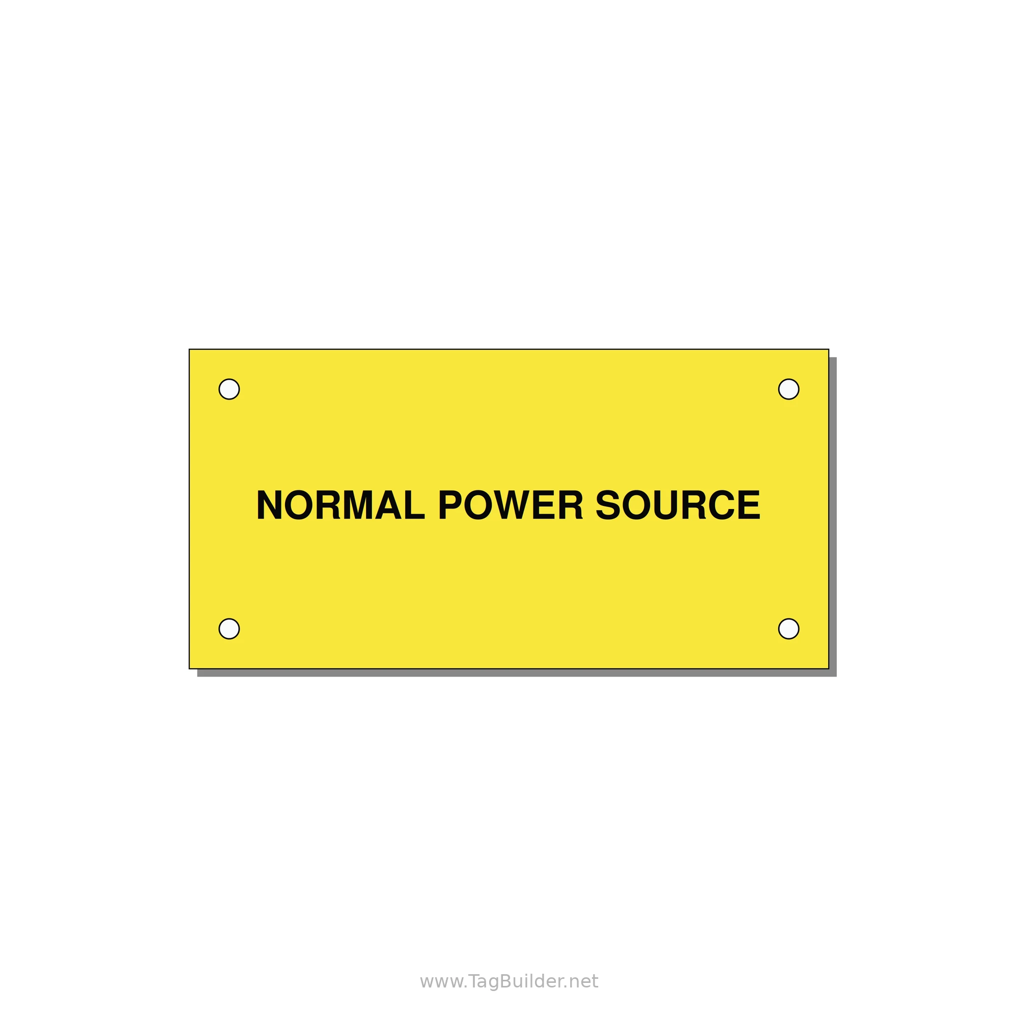 4.0x2.0" Safety Label - NORMAL POWER SOURCE — 4x2" Black on Yellow, Holes