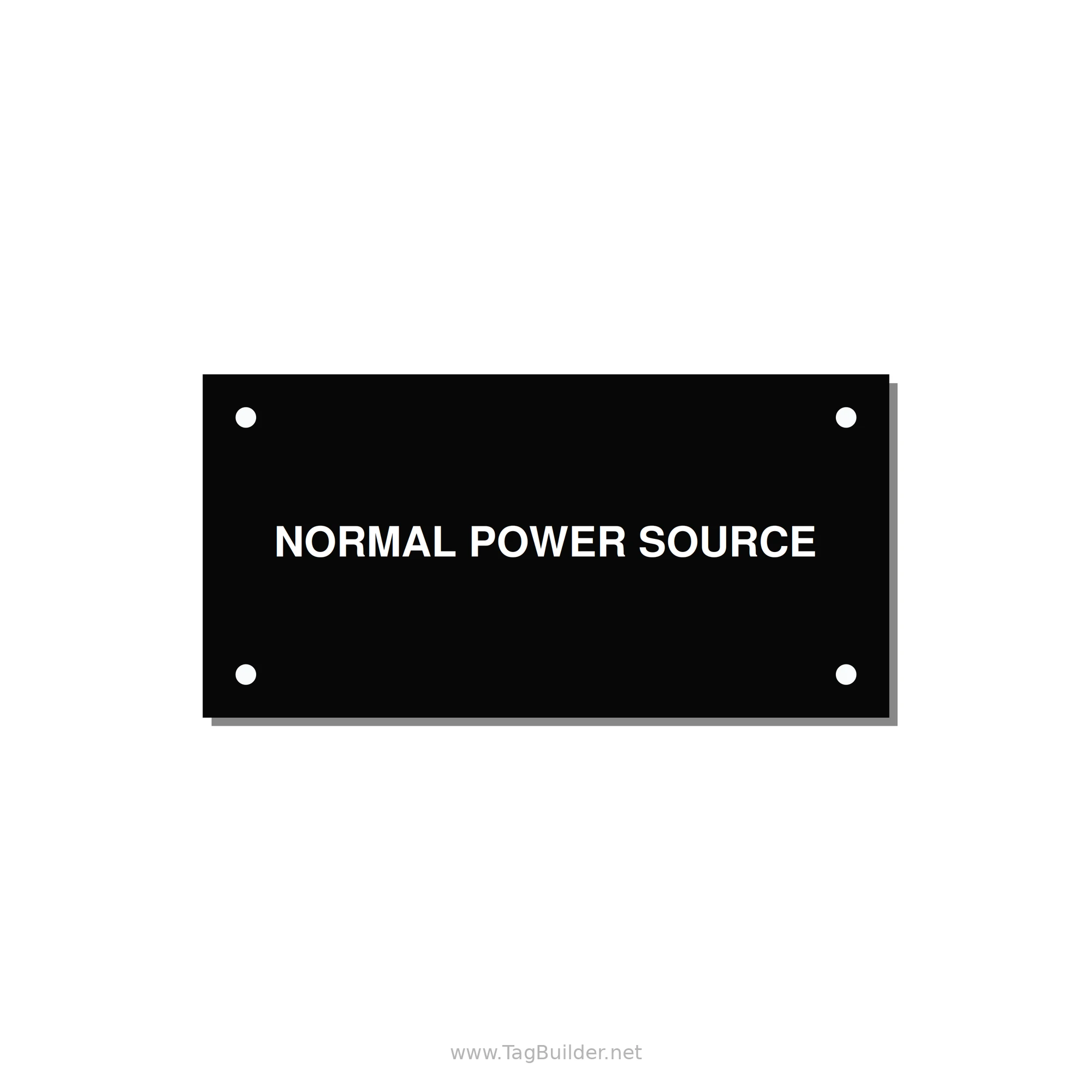 4.0x2.0" Safety Label - NORMAL POWER SOURCE — 4x2" White on Black, Holes
