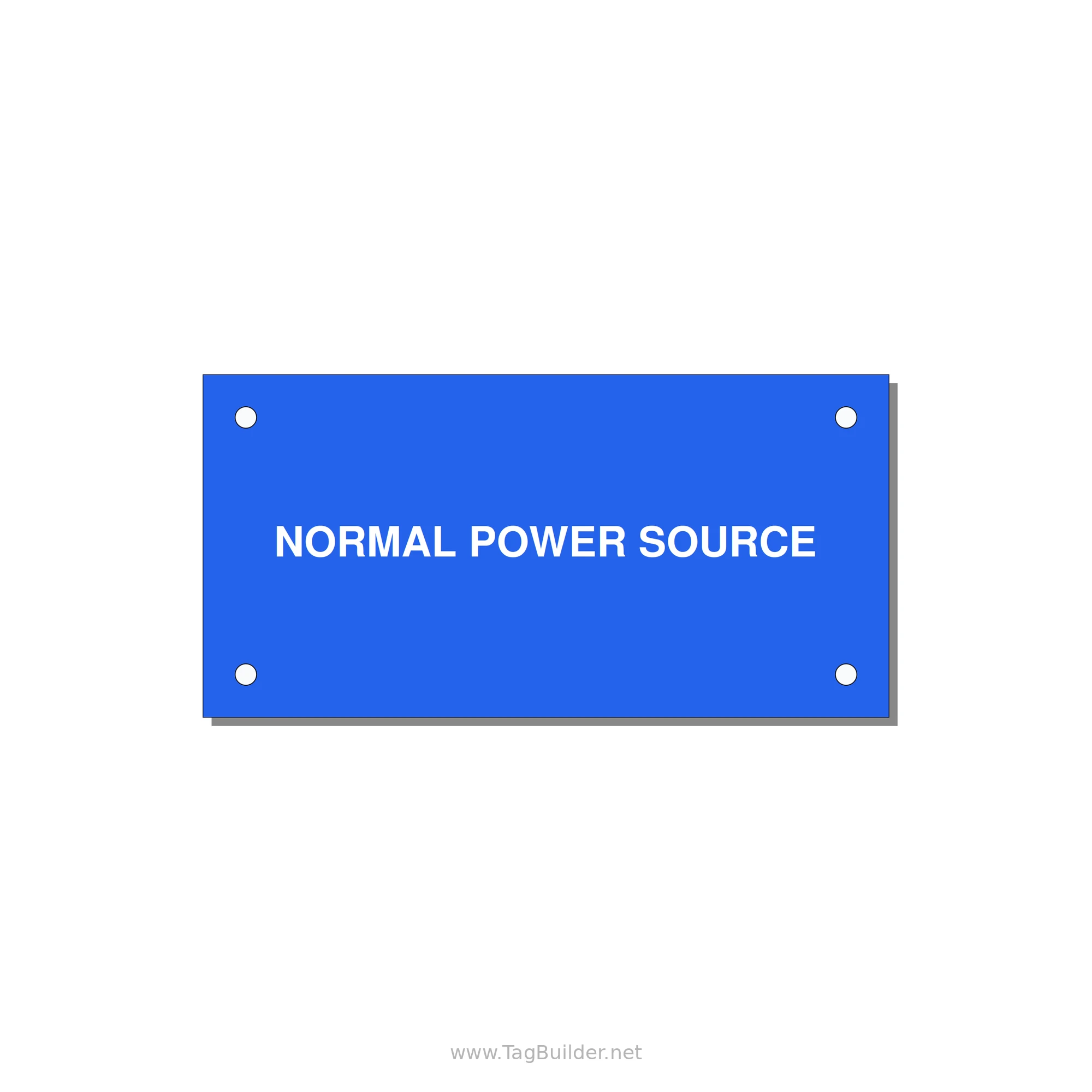 4.0x2.0" Safety Label - NORMAL POWER SOURCE — 4x2" White on Blue, Holes
