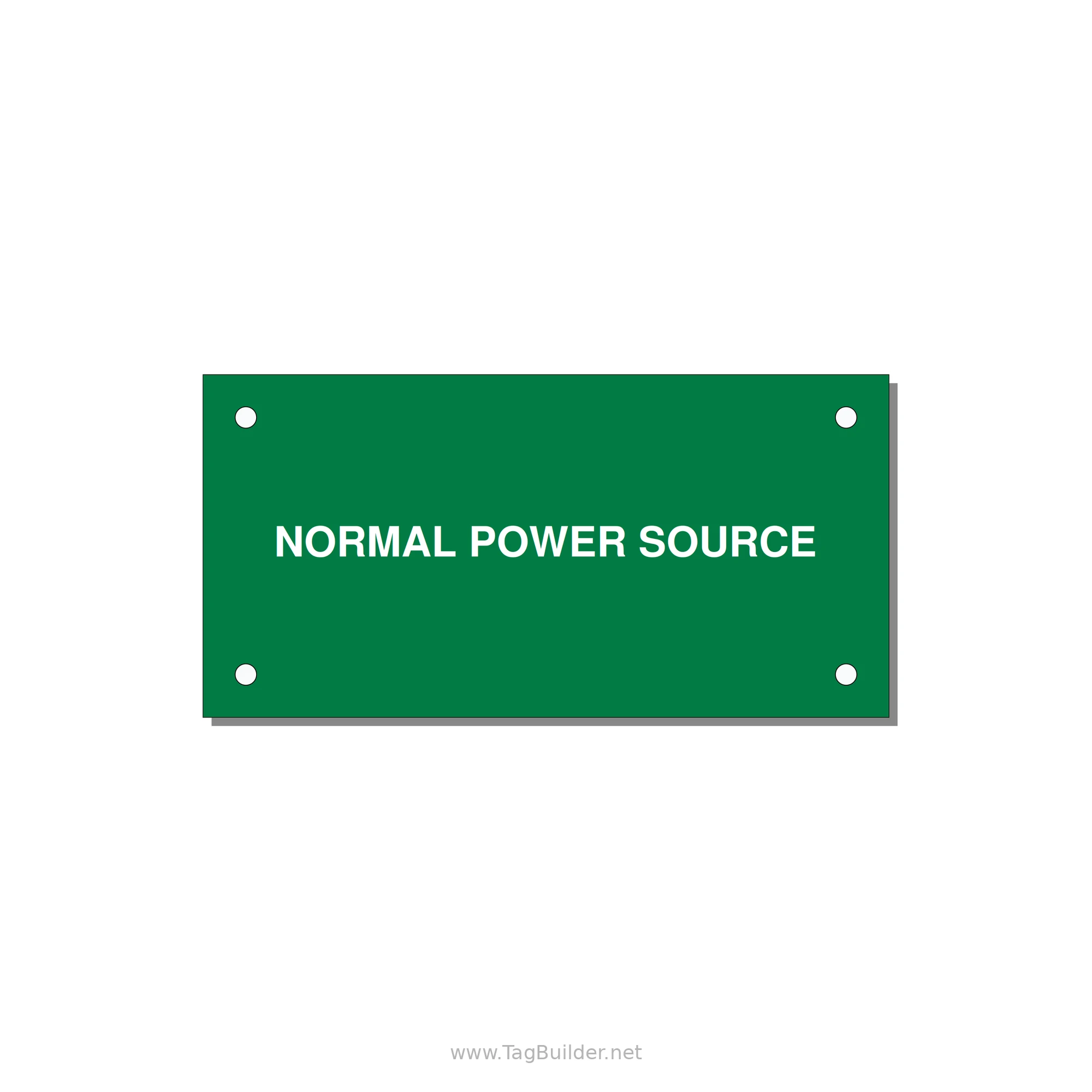 4.0x2.0" Safety Label - NORMAL POWER SOURCE — 4x2" White on Green, Holes