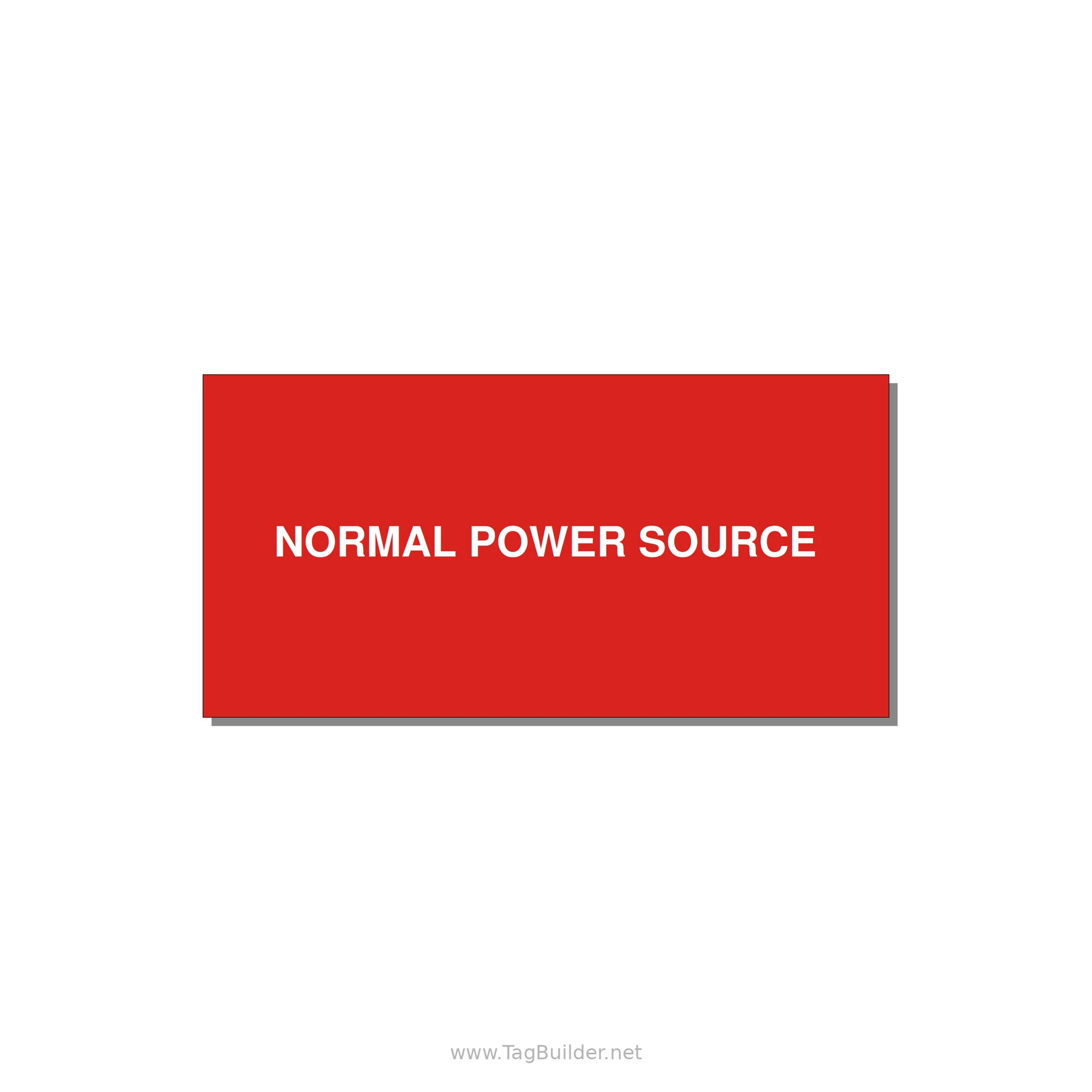 4.0x2.0" Safety Label - NORMAL POWER SOURCE — 4x2" White on Red, Adhesive