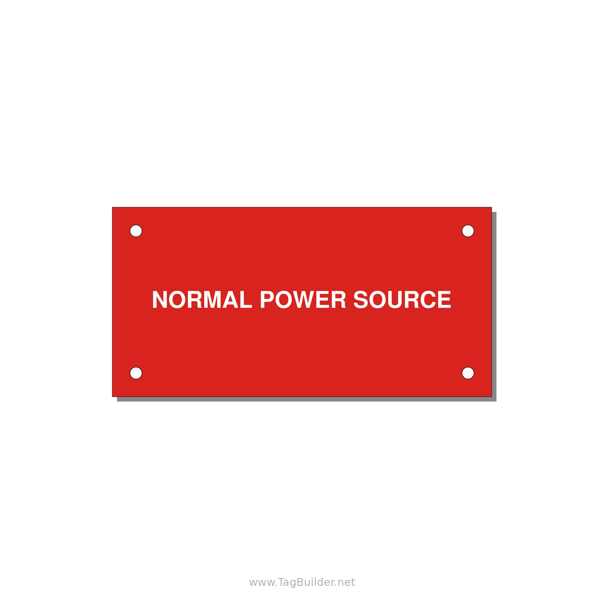 4.0x2.0" Safety Label - NORMAL POWER SOURCE — 4x2" White on Red, Holes