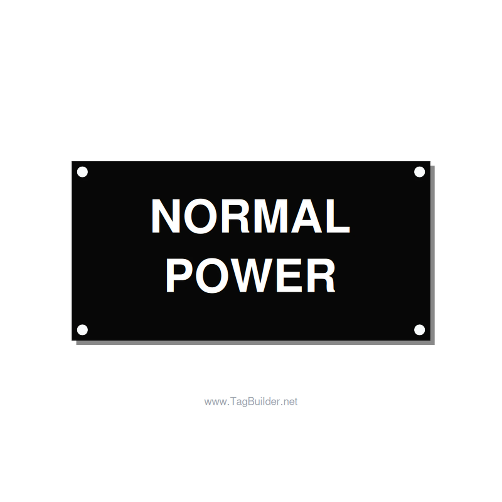 4.0x2.0" Safety Label - NORMAL POWER, White/Black, Holes