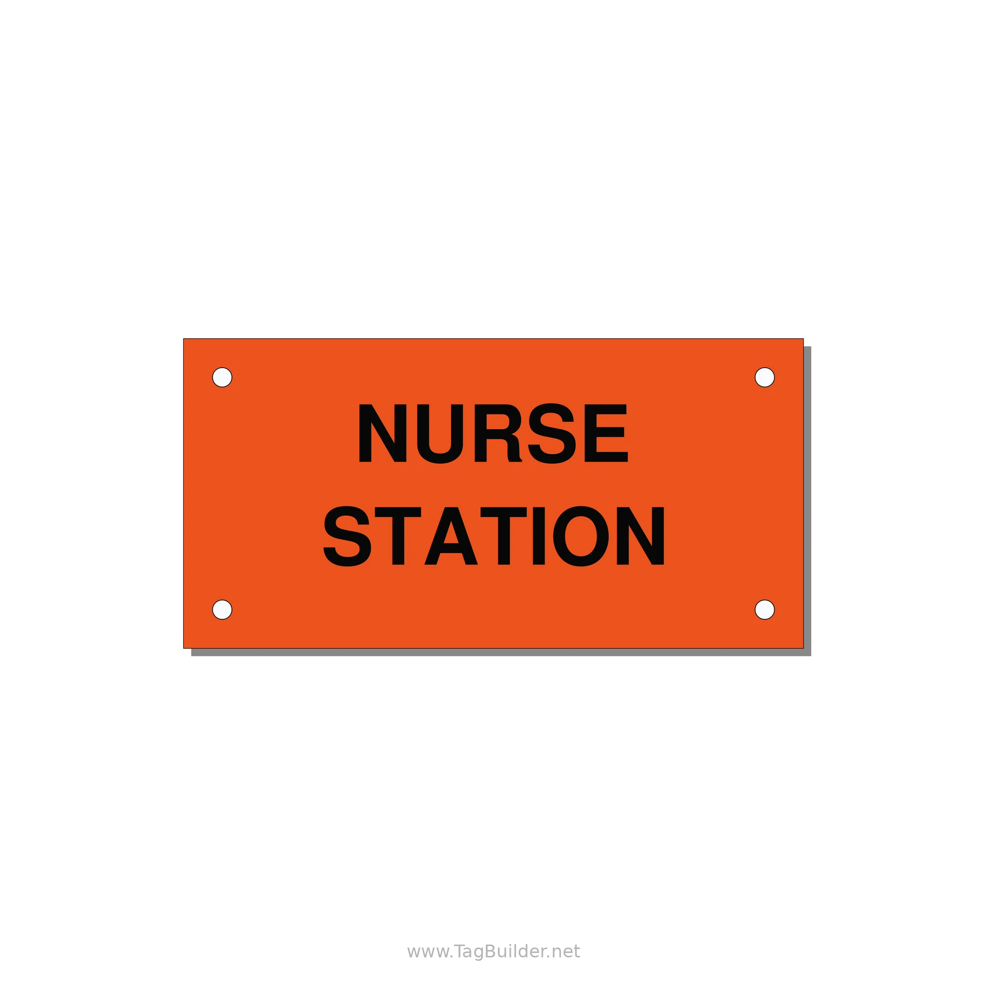 4.0x2.0" Safety Label - NURSE STATION — 4x2" Black on Orange, Holes