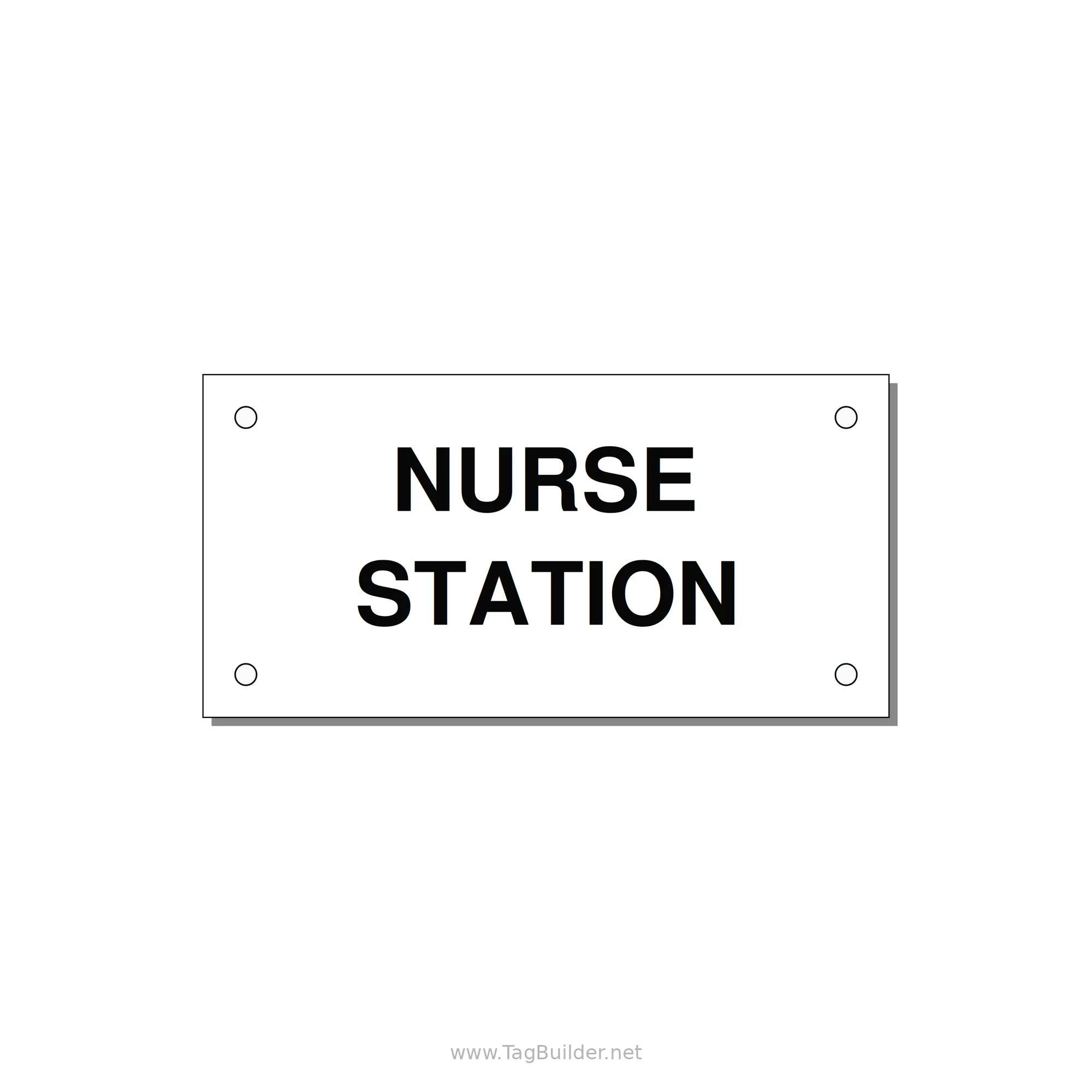 4.0x2.0" Safety Label - NURSE STATION — 4x2" Black on White, Holes