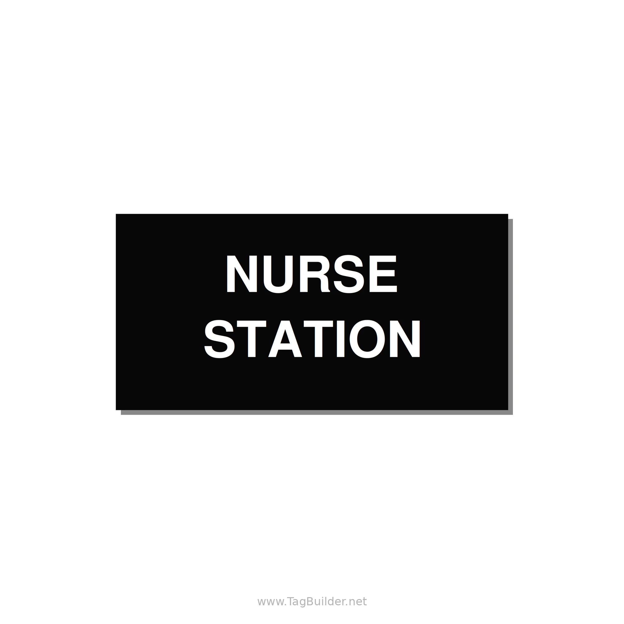 4.0x2.0" Safety Label - NURSE STATION — 4x2" White on Black, Adhesive