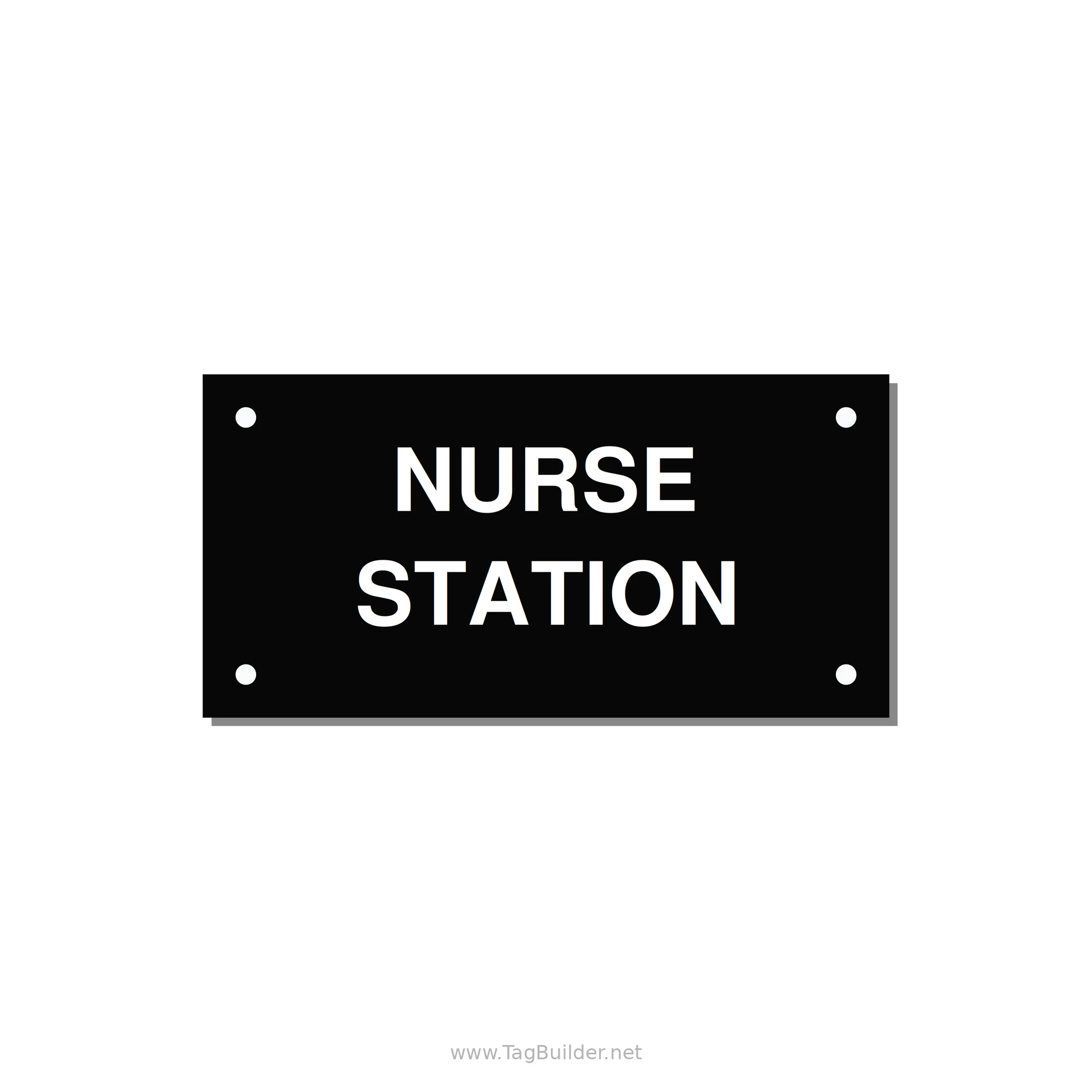 4.0x2.0" Safety Label - NURSE STATION — 4x2" White on Black, Holes
