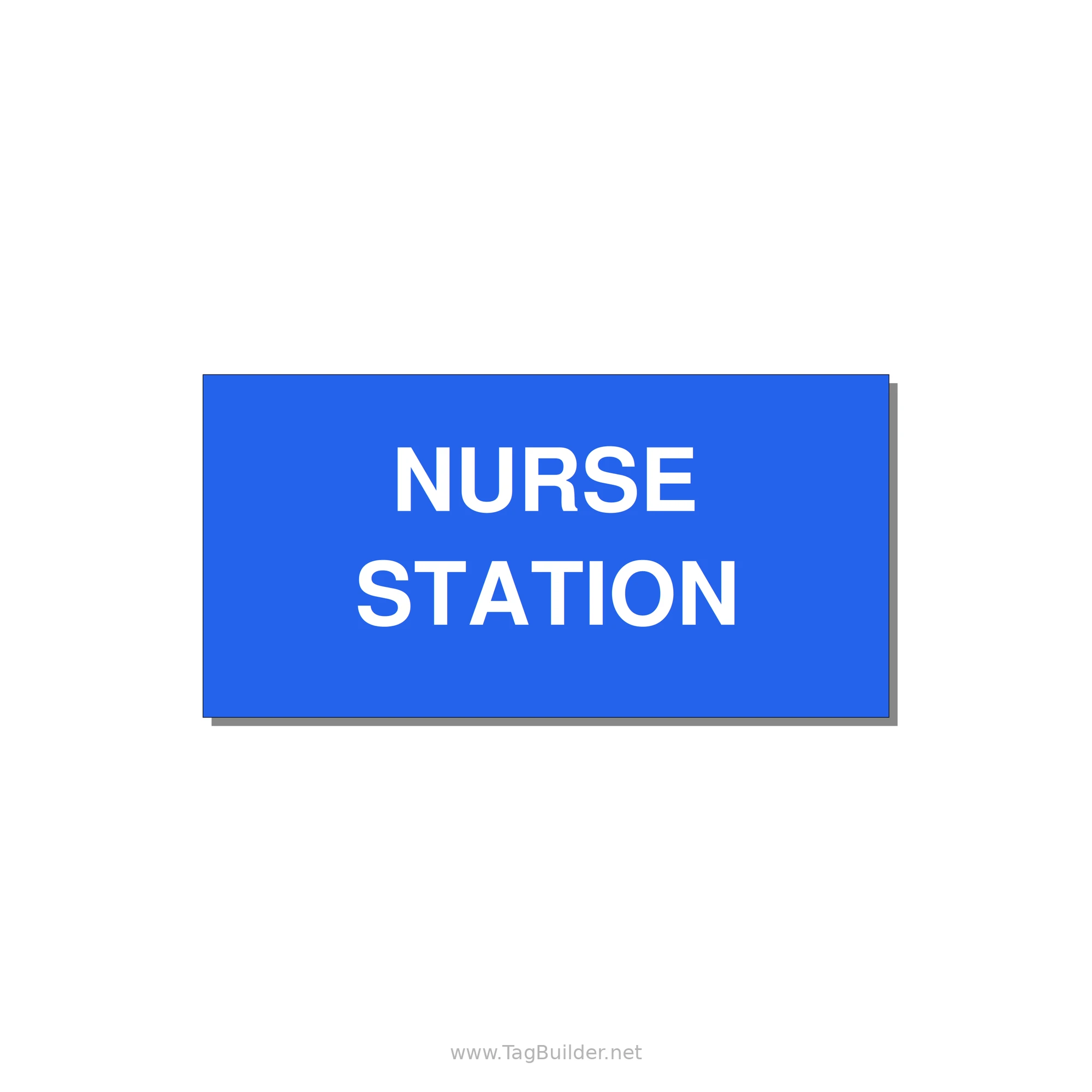 4.0x2.0" Safety Label - NURSE STATION — 4x2" White on Blue, Adhesive