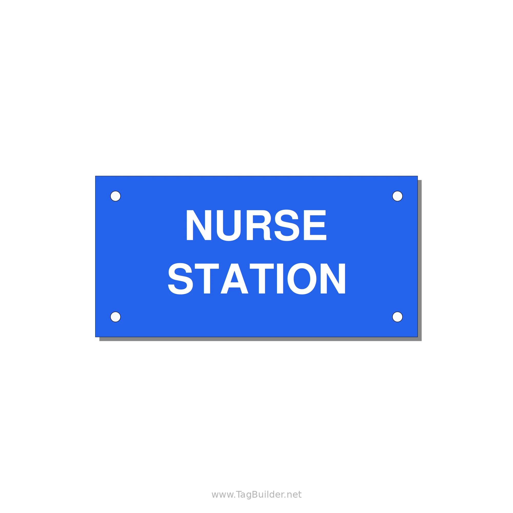 4.0x2.0" Safety Label - NURSE STATION — 4x2" White on Blue, Holes