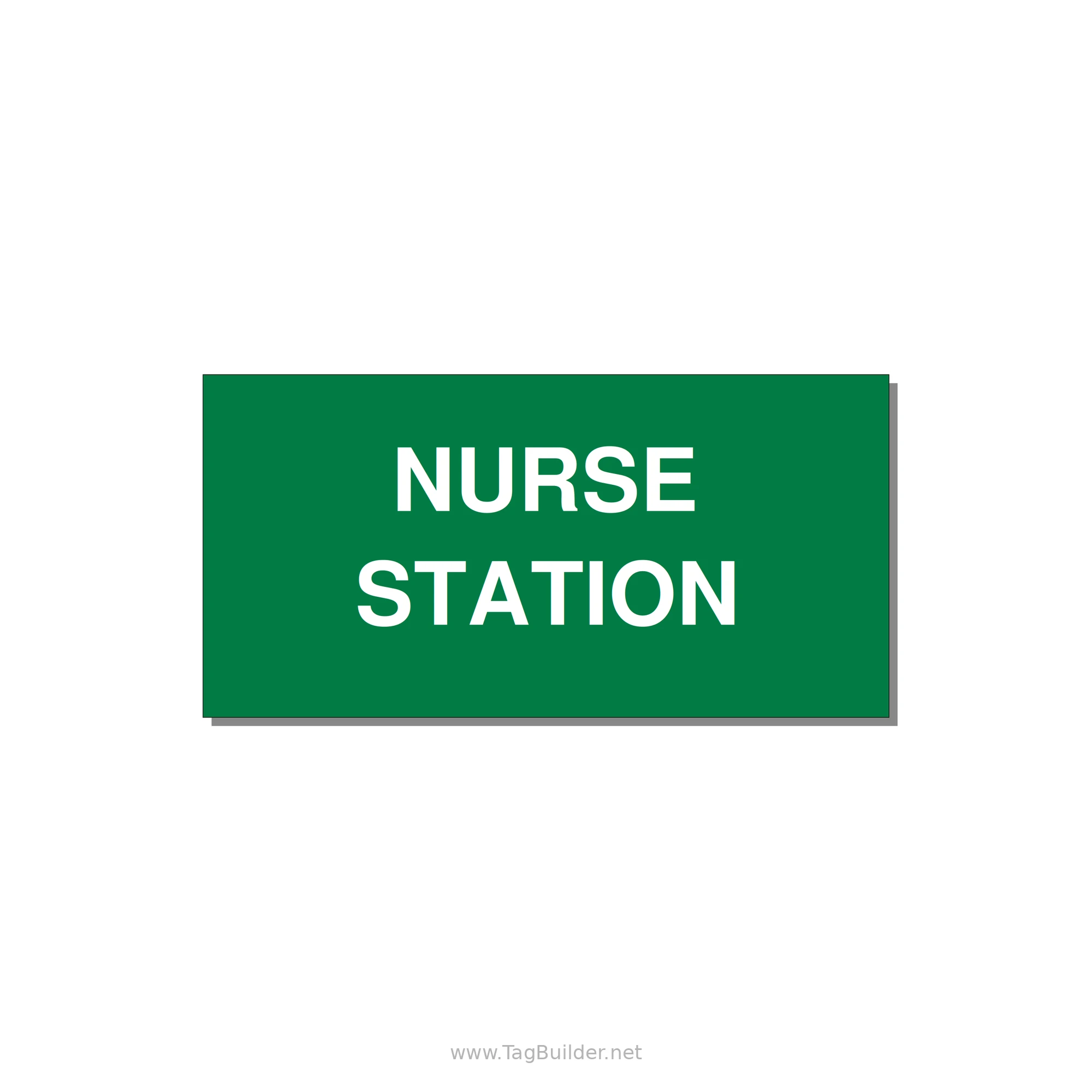 4.0x2.0" Safety Label - NURSE STATION — 4x2" White on Green, Adhesive