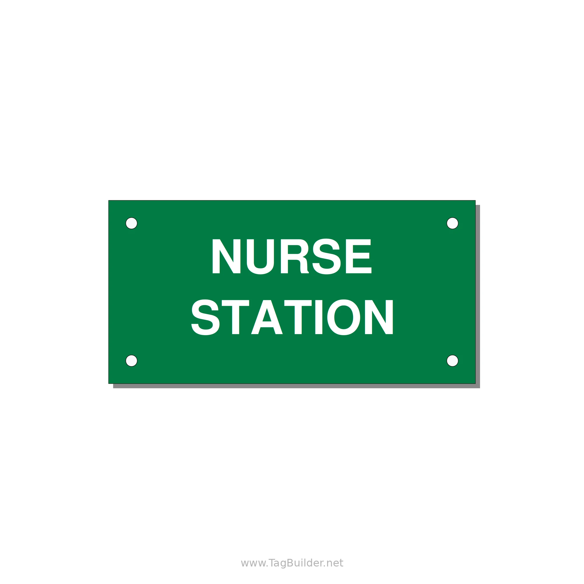 4.0x2.0" Safety Label - NURSE STATION — 4x2" White on Green, Holes