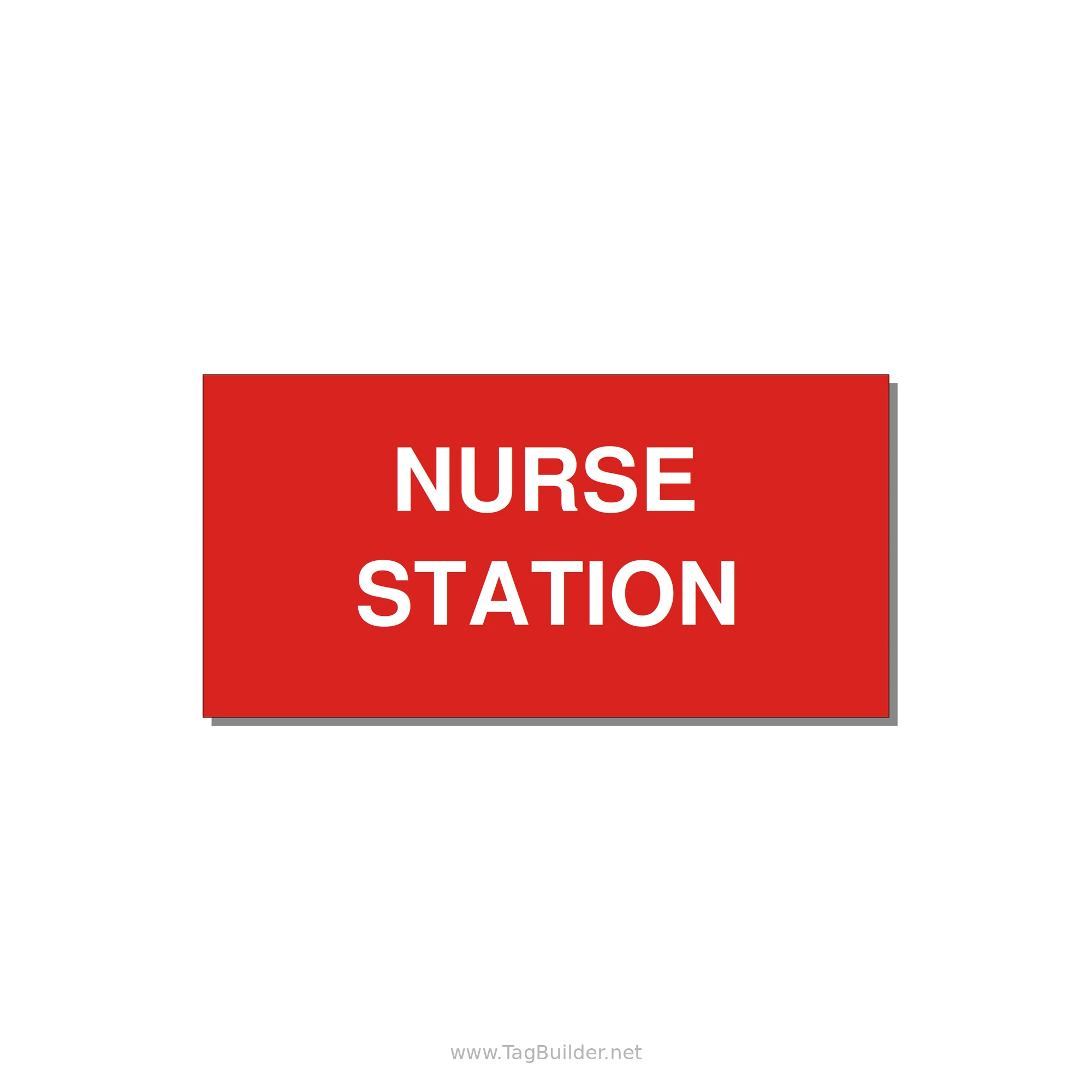 4.0x2.0" Safety Label - NURSE STATION — 4x2" White on Red, Adhesive