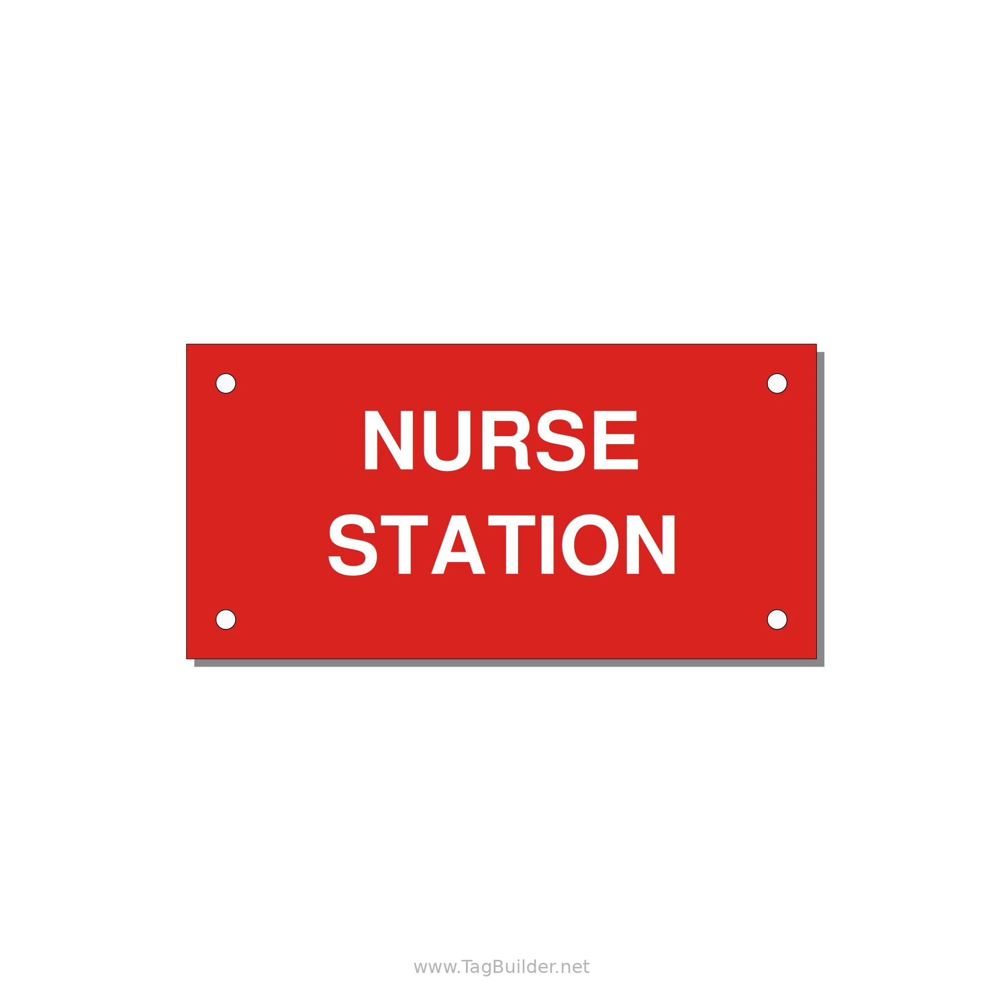 4.0x2.0" Safety Label - NURSE STATION — 4x2" White on Red, Holes