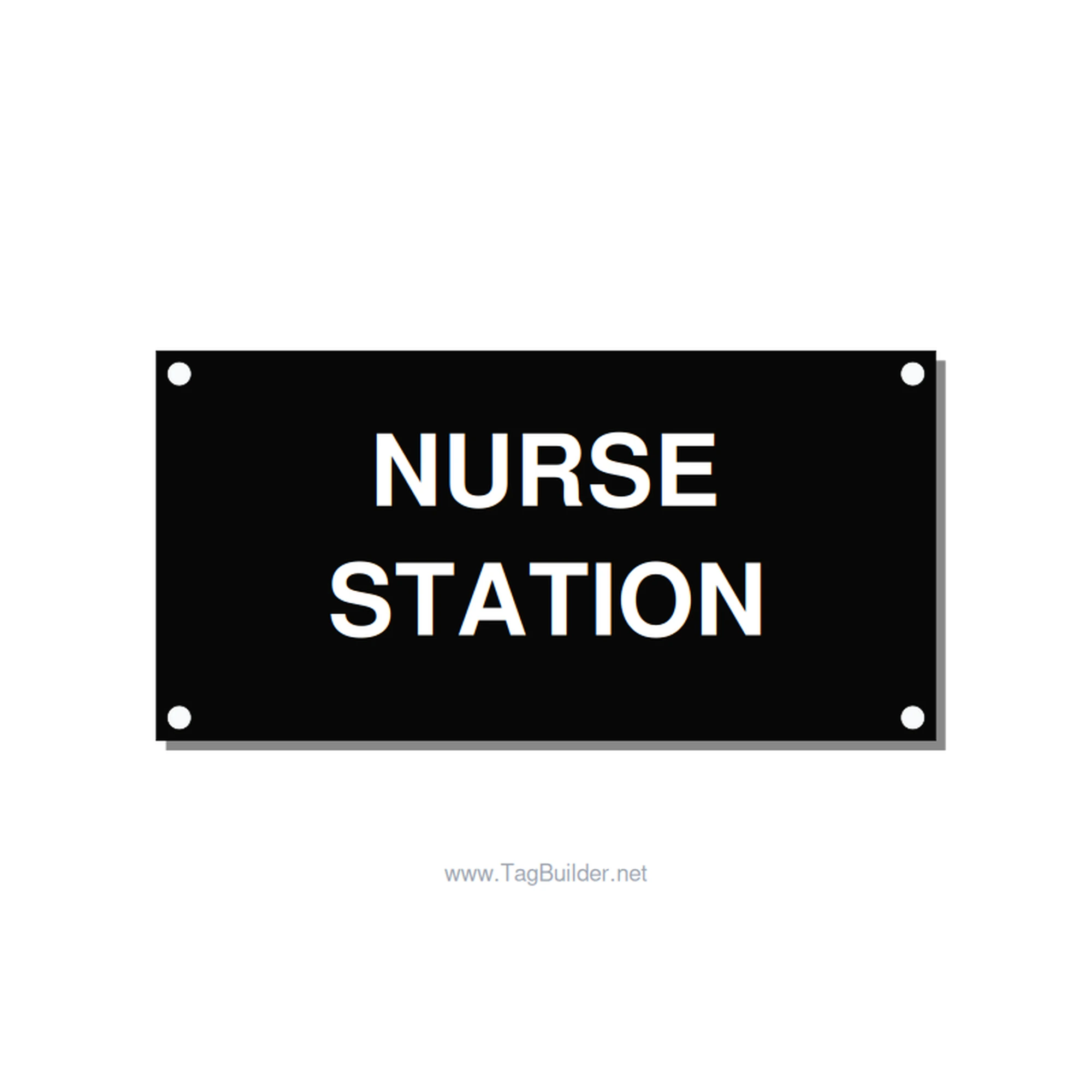 4.0x2.0" Safety Label - NURSE STATION, White/Black, Holes