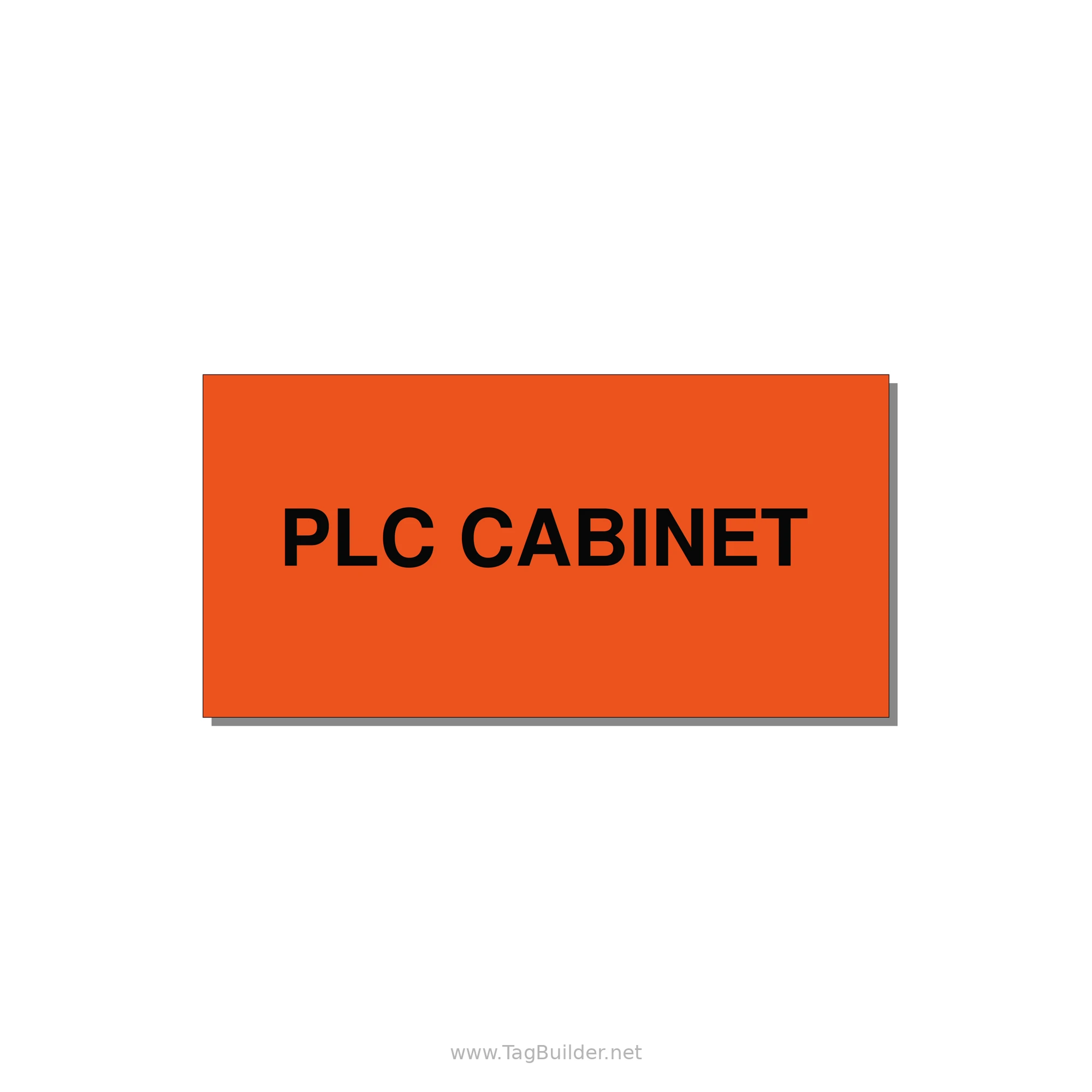 4.0x2.0" Safety Label - PLC CABINET — 4x2" Black on Orange, Adhesive