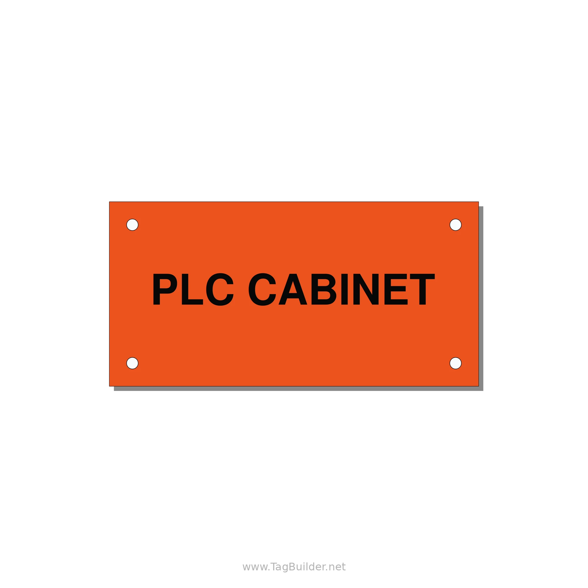 4.0x2.0" Safety Label - PLC CABINET — 4x2" Black on Orange, Holes