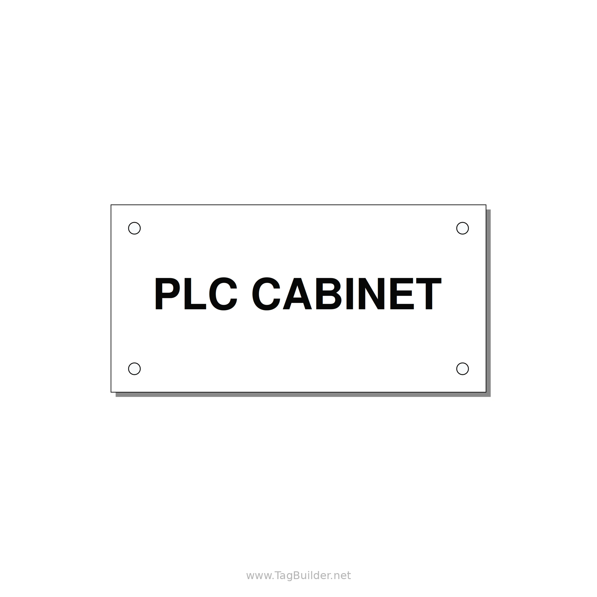 4.0x2.0" Safety Label - PLC CABINET — 4x2" Black on White, Holes