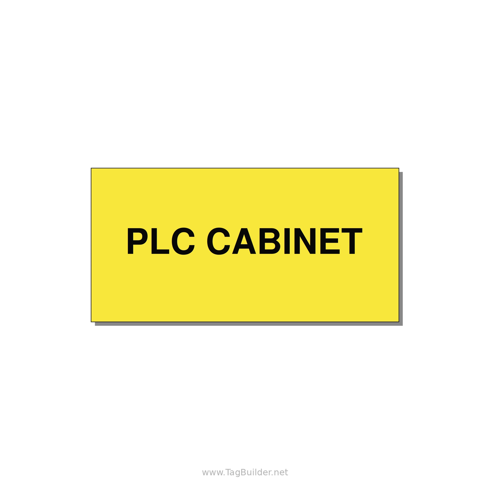 4.0x2.0" Safety Label - PLC CABINET — 4x2" Black on Yellow, Adhesive