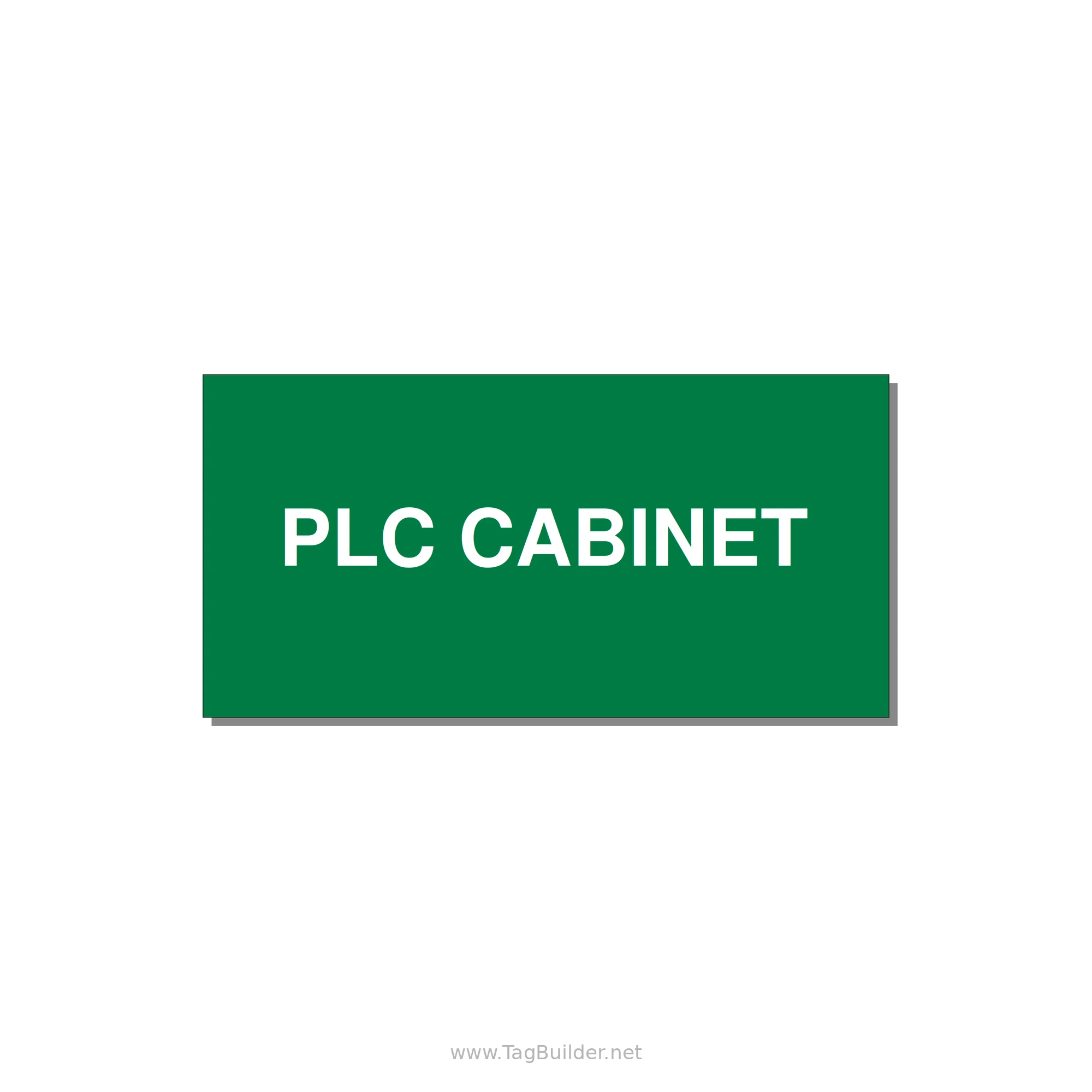 4.0x2.0" Safety Label - PLC CABINET — 4x2" White on Green, Adhesive
