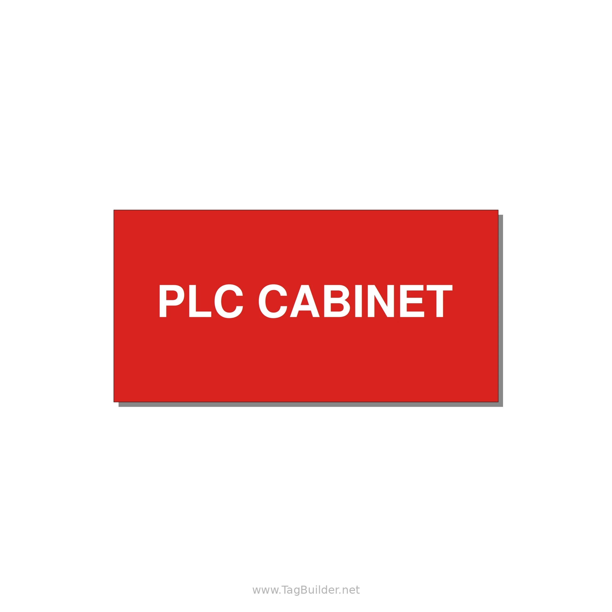 4.0x2.0" Safety Label - PLC CABINET — 4x2" White on Red, Adhesive